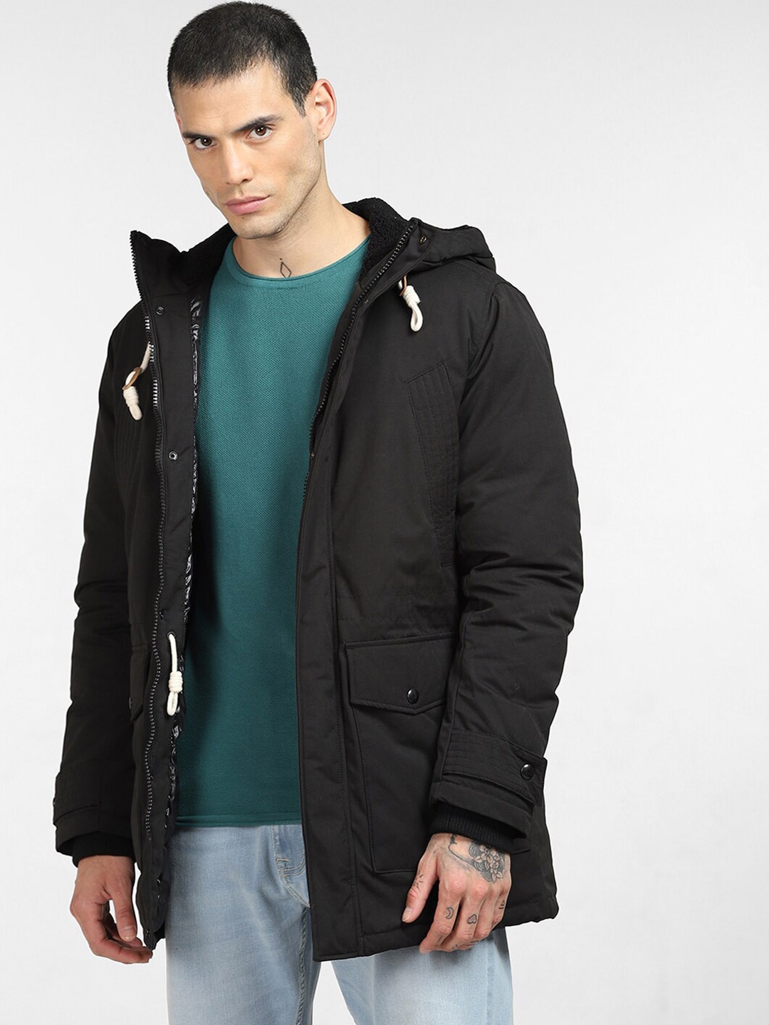 

Jack & Jones Men Black Crop Parka Jacket