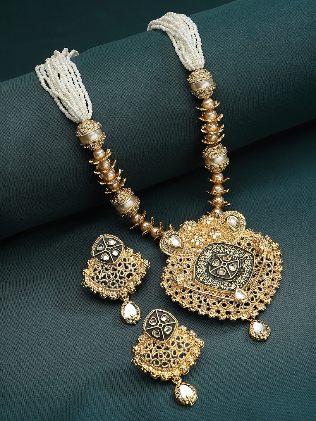 

PANASH Gold-Toned Stone-Studded Jewellery Set