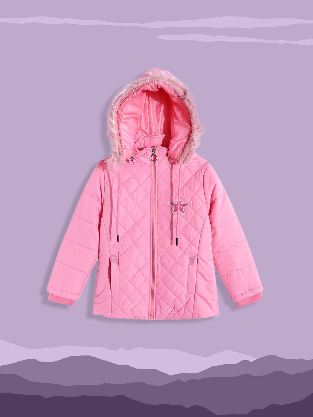 

Fort Collins Girls Pink Quilted Insulator Parka Jacket with Detachable Hood