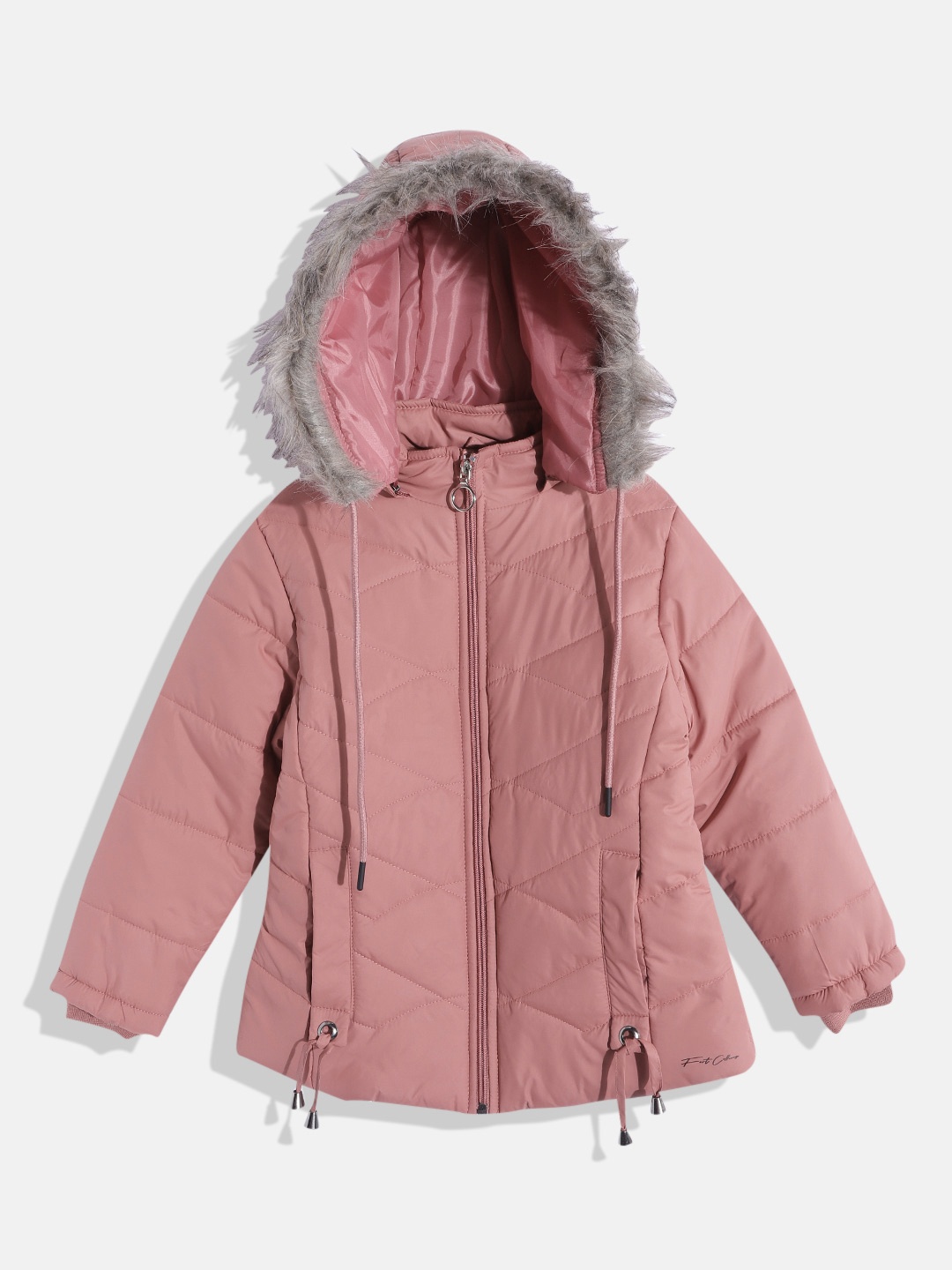 

Fort Collins Girls Dusty Pink Solid Hooded Parka Jacket, Rose