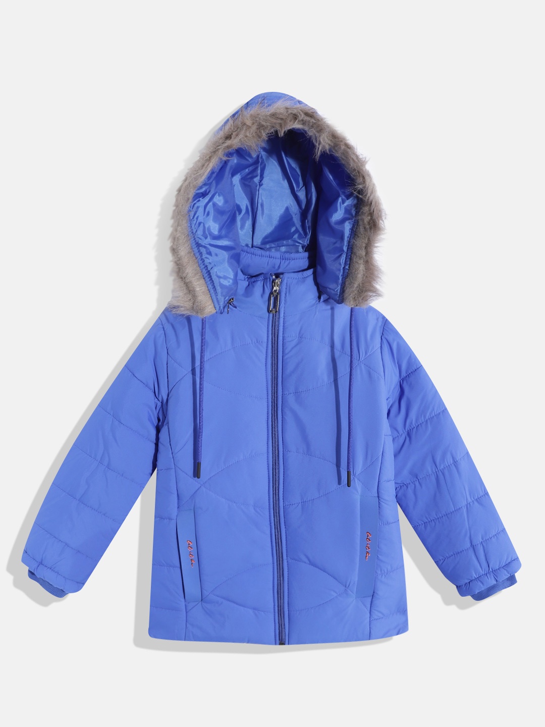 

Fort Collins Girls Blue Solid Hooded Parka Jacket
