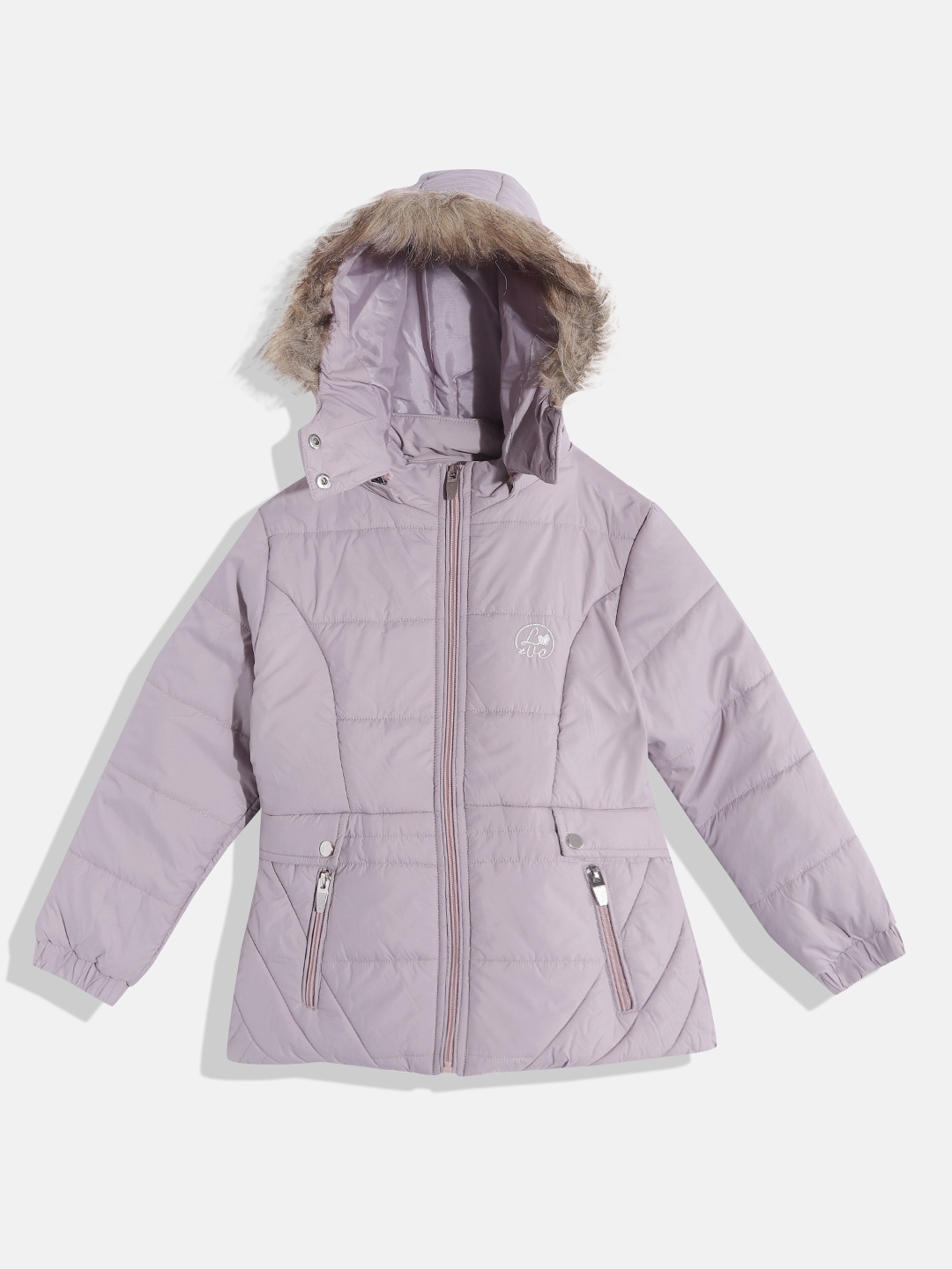 

Fort Collins Girls Mauve Solid Hooded Parka Jacket