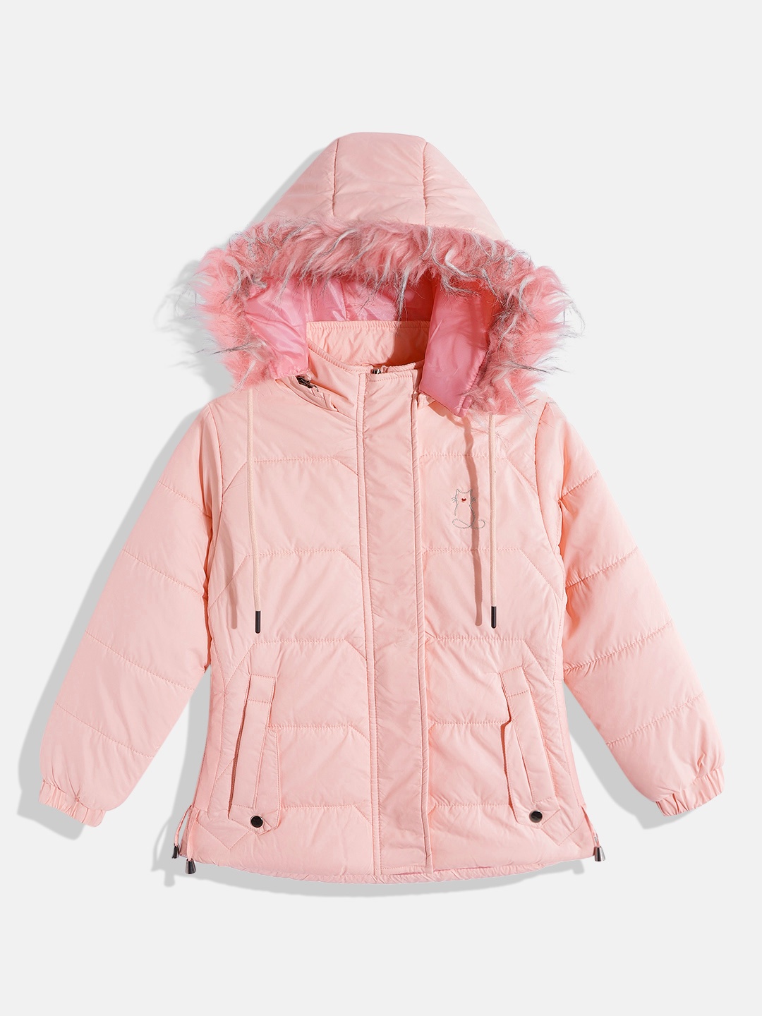 

Fort Collins Girls Pink Solid Insulator Faux Fur Hooded Parka Jacket Parka Jacket