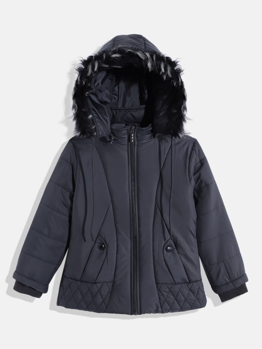 

Fort Collins Girls Navy Blue Solid Insulator Bomber Jacket
