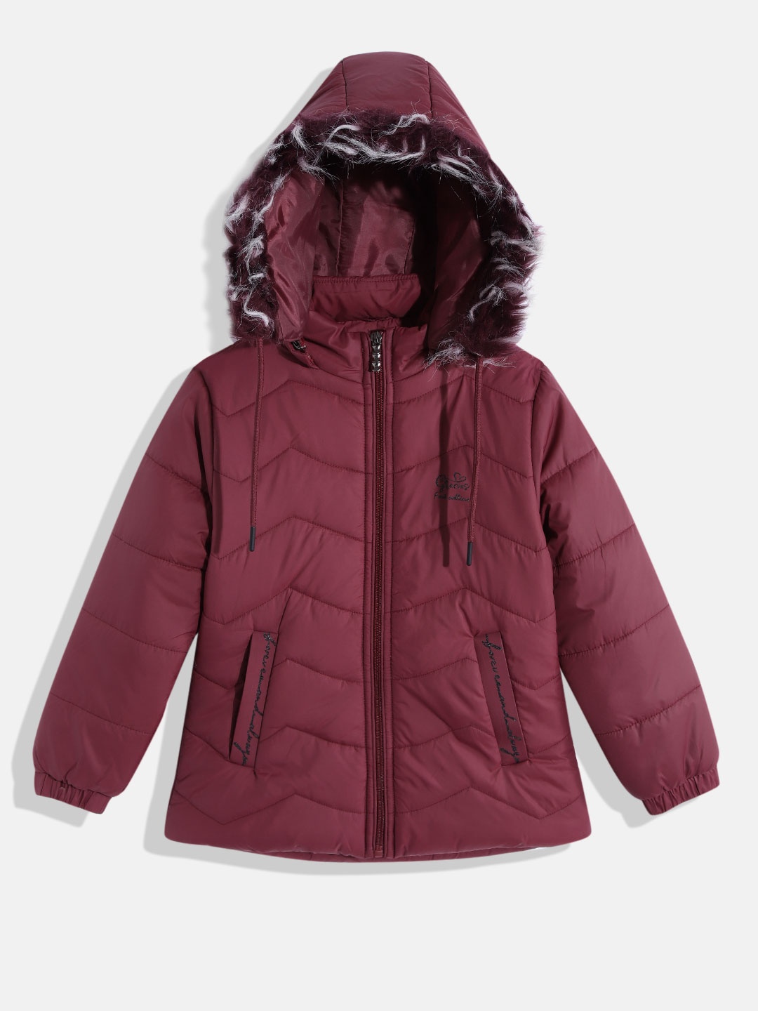 

Fort Collins Girls Maroon Solid Insulator Bomber Jacket