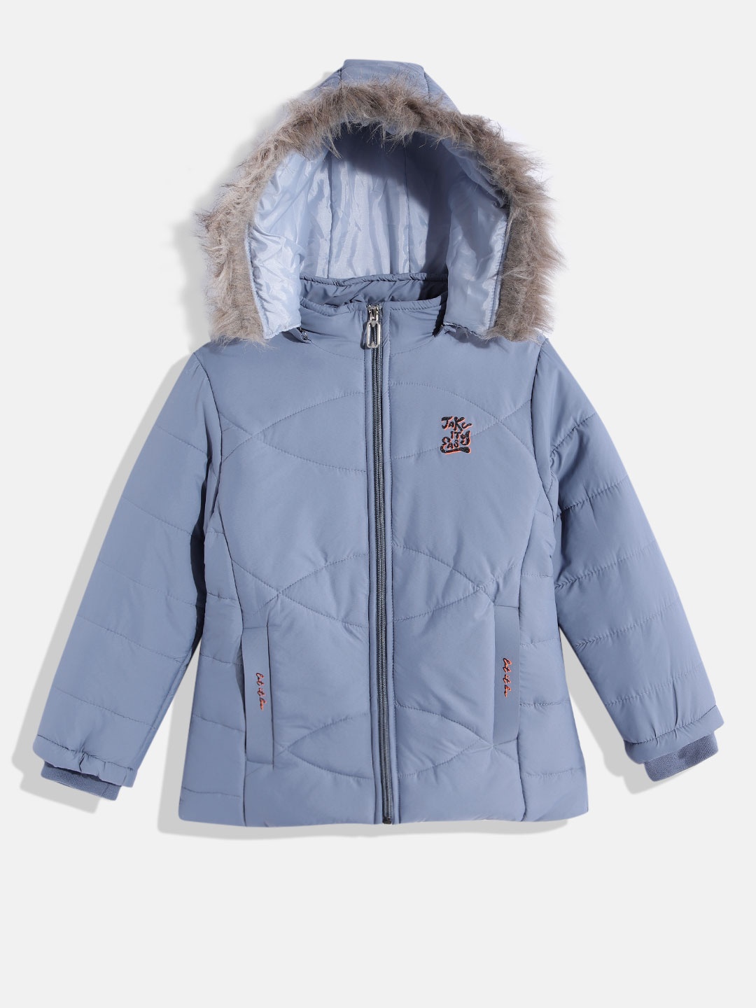 

Fort Collins Girls Blue Solid Insulator Bomber Jacket