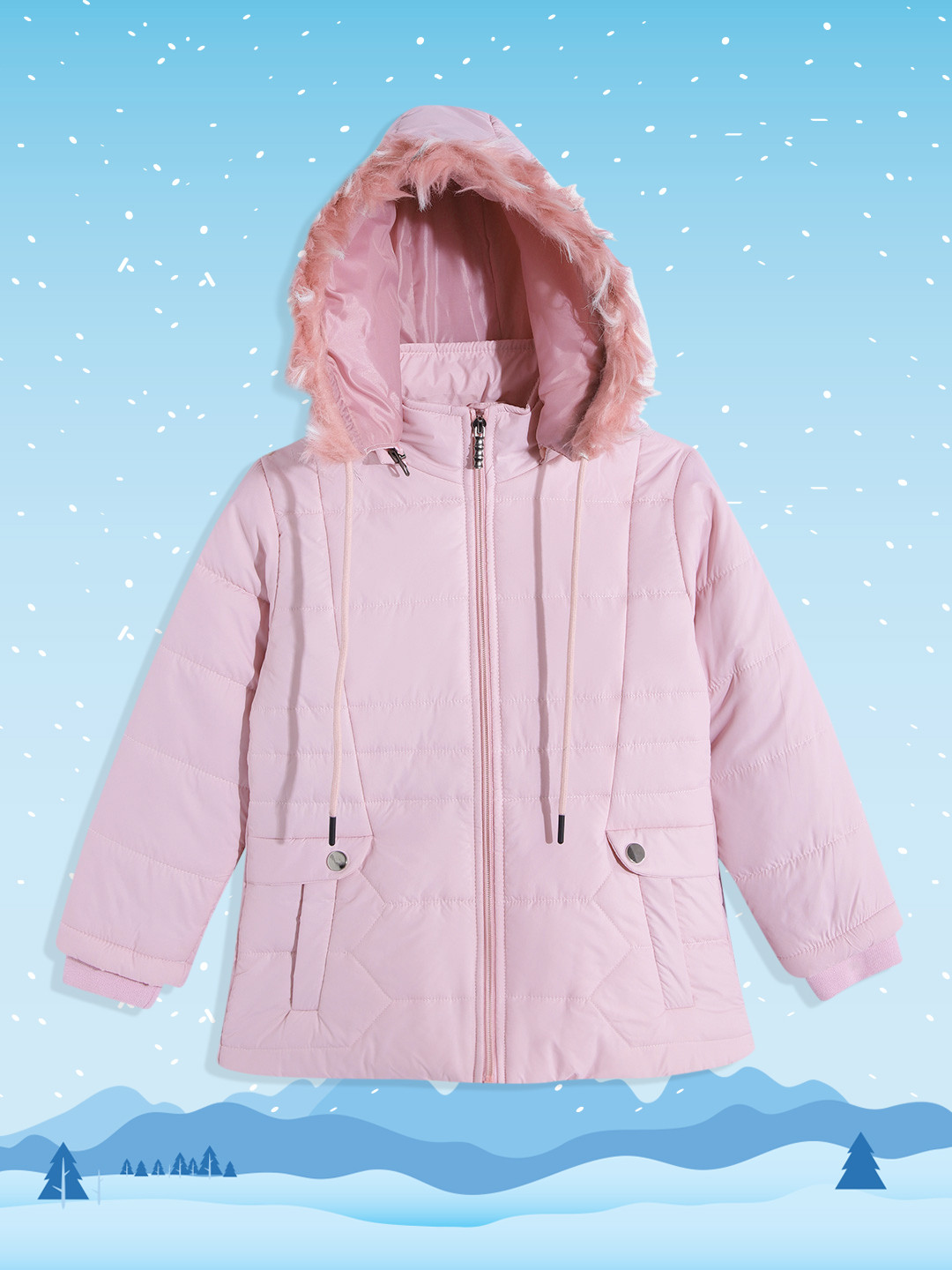 

Fort Collins Girls Pink Solid Insulator Bomber Jacket