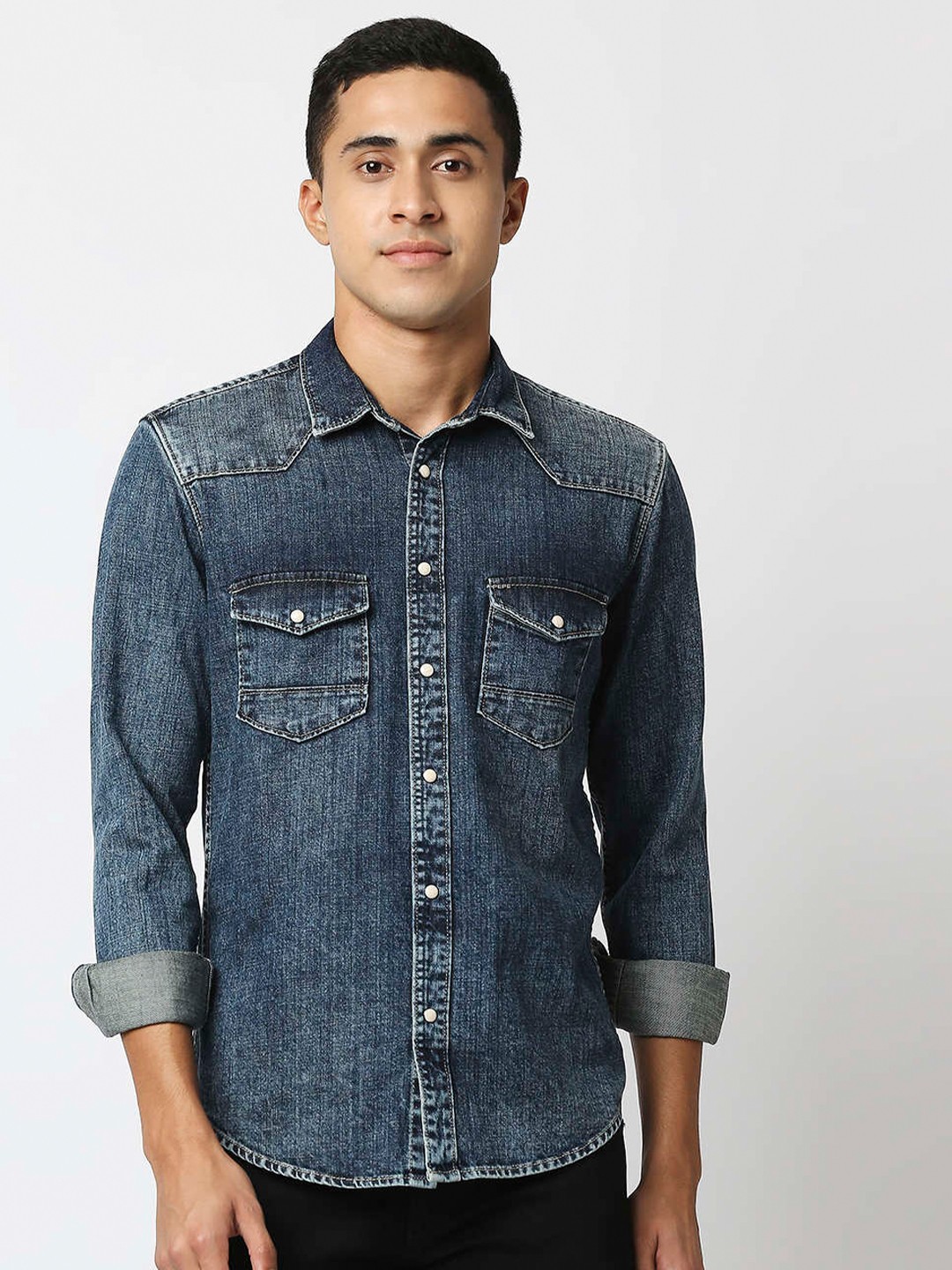 

Pepe Jeans Men Blue Faded Casual Shirt