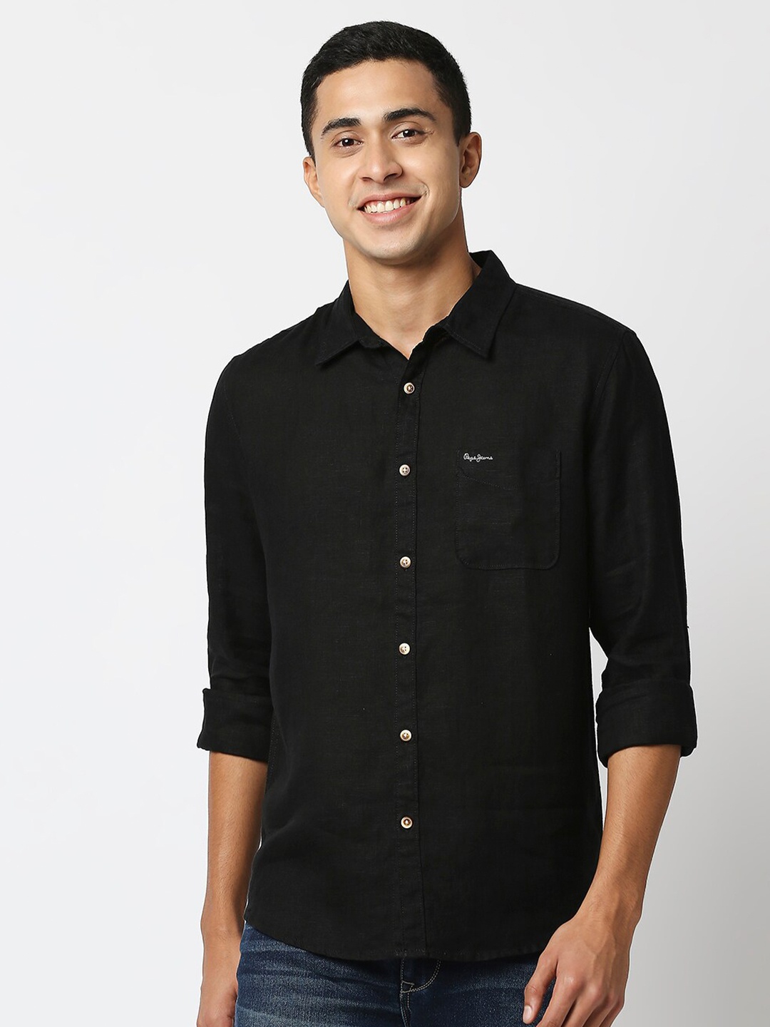 

Pepe Jeans Men Black Casual Cotton Shirt