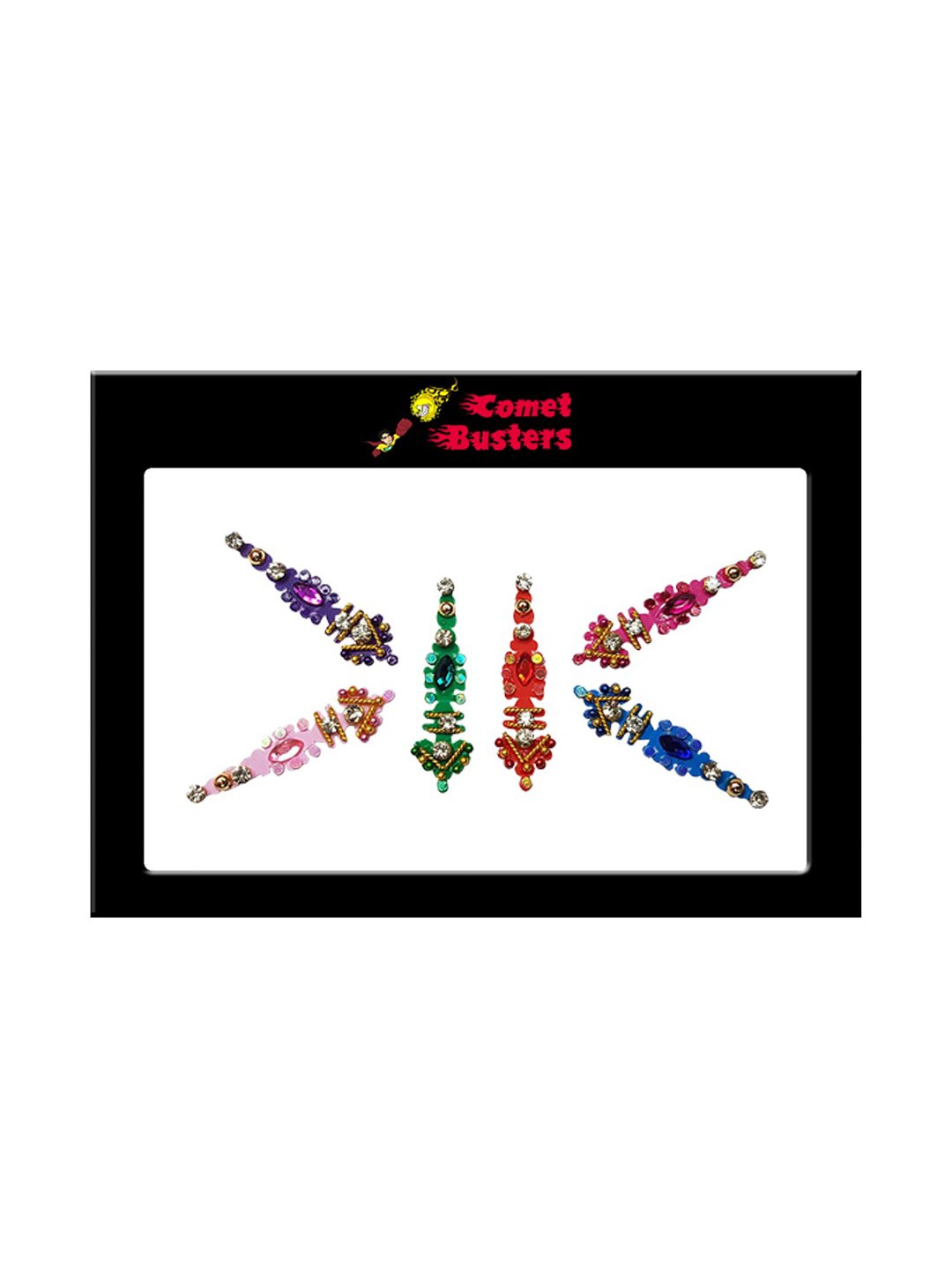 

Comet Busters Set of 6 Stone-Studded Designer Bindis - Multicoloured, Multi