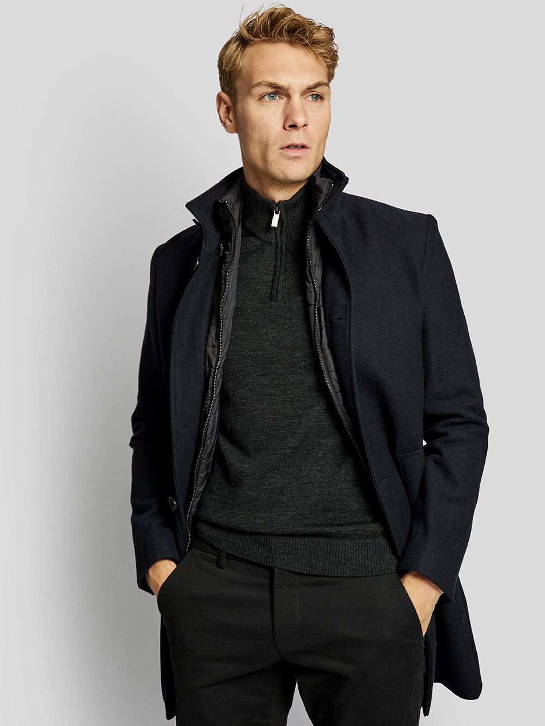 

Bruun & Stengade Men Navy Blue Regular Fit Overcoat