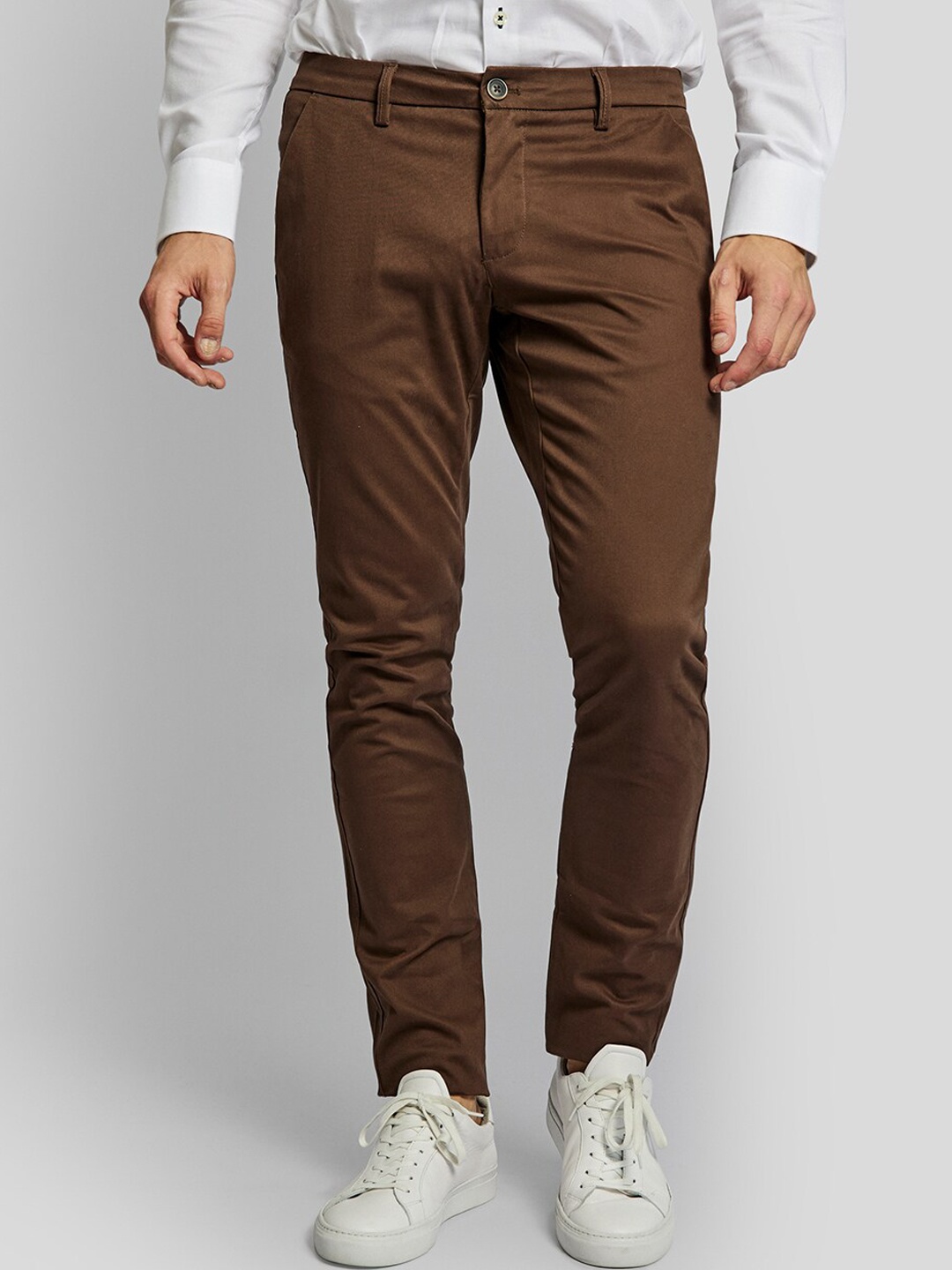 

Bruun & Stengade Men Brown Slim Fit Chinos Trousers