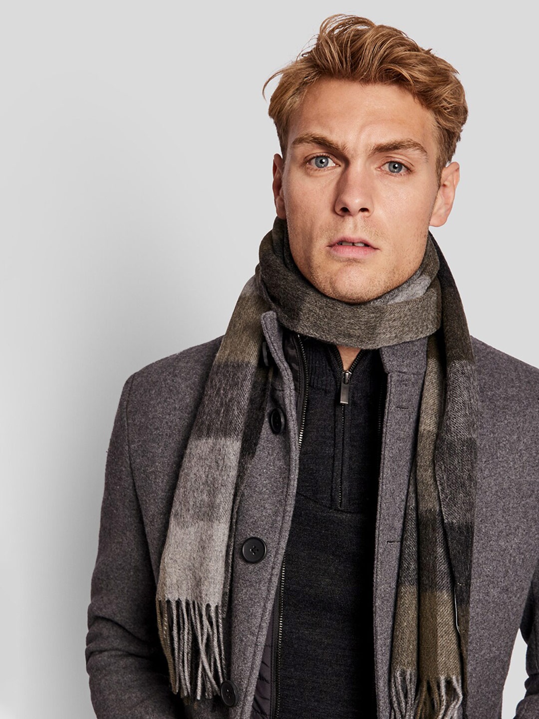 

Bruun & Stengade Men Grey & Brown Checked Scarf