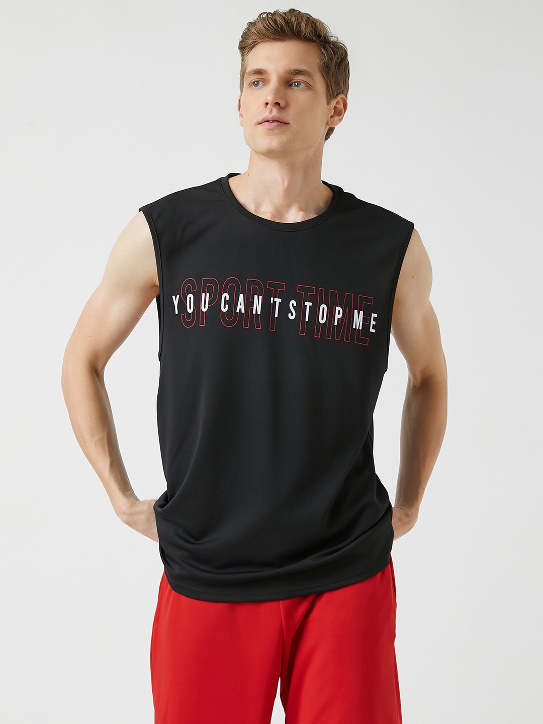 

Koton Men Black & White Typography Printed T-shirt