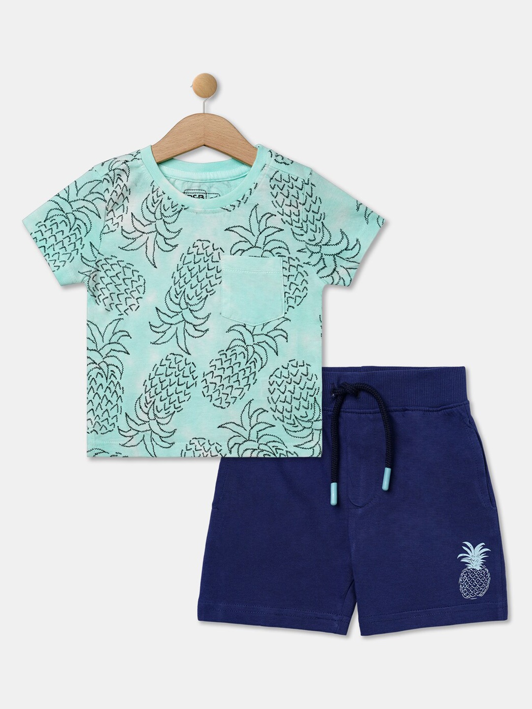 

R&B Infant Boys Printed T-shirt with Shorts, Turquoise blue