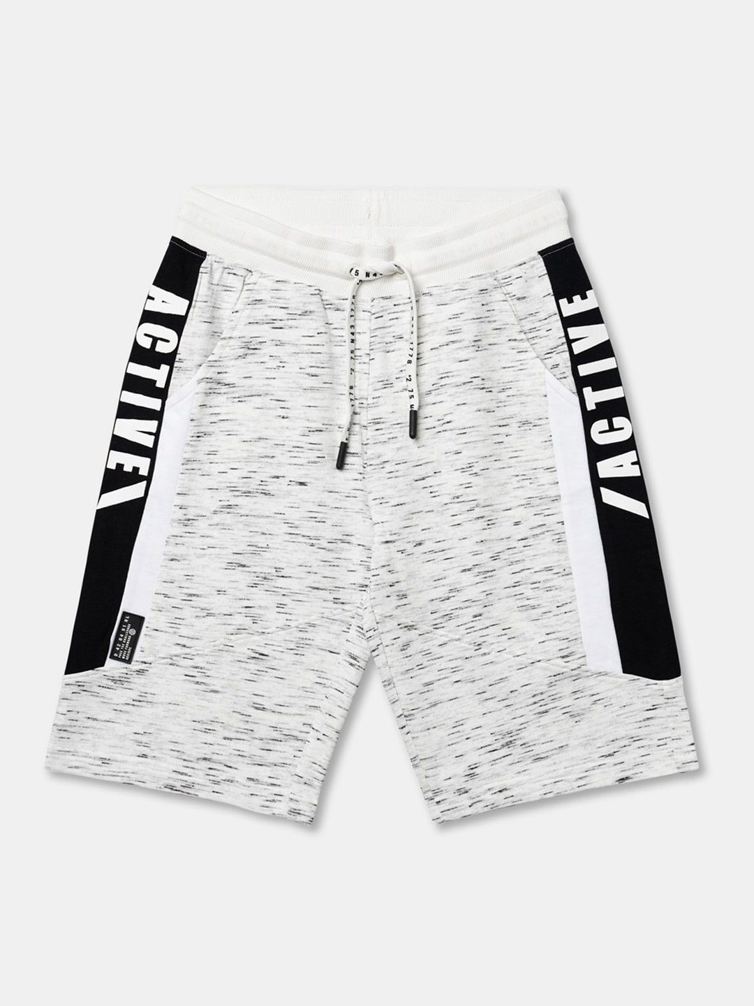 

R&B Boys Grey Printed High-Rise Shorts