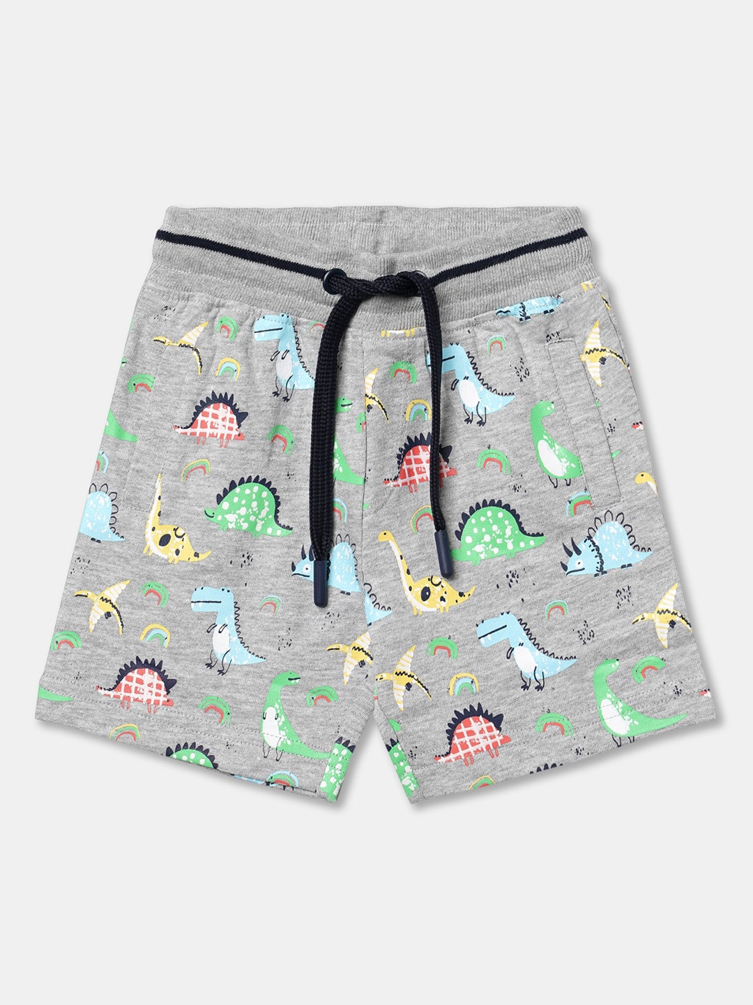 

R&B Boys Grey Conversational Printed High-Rise Shorts