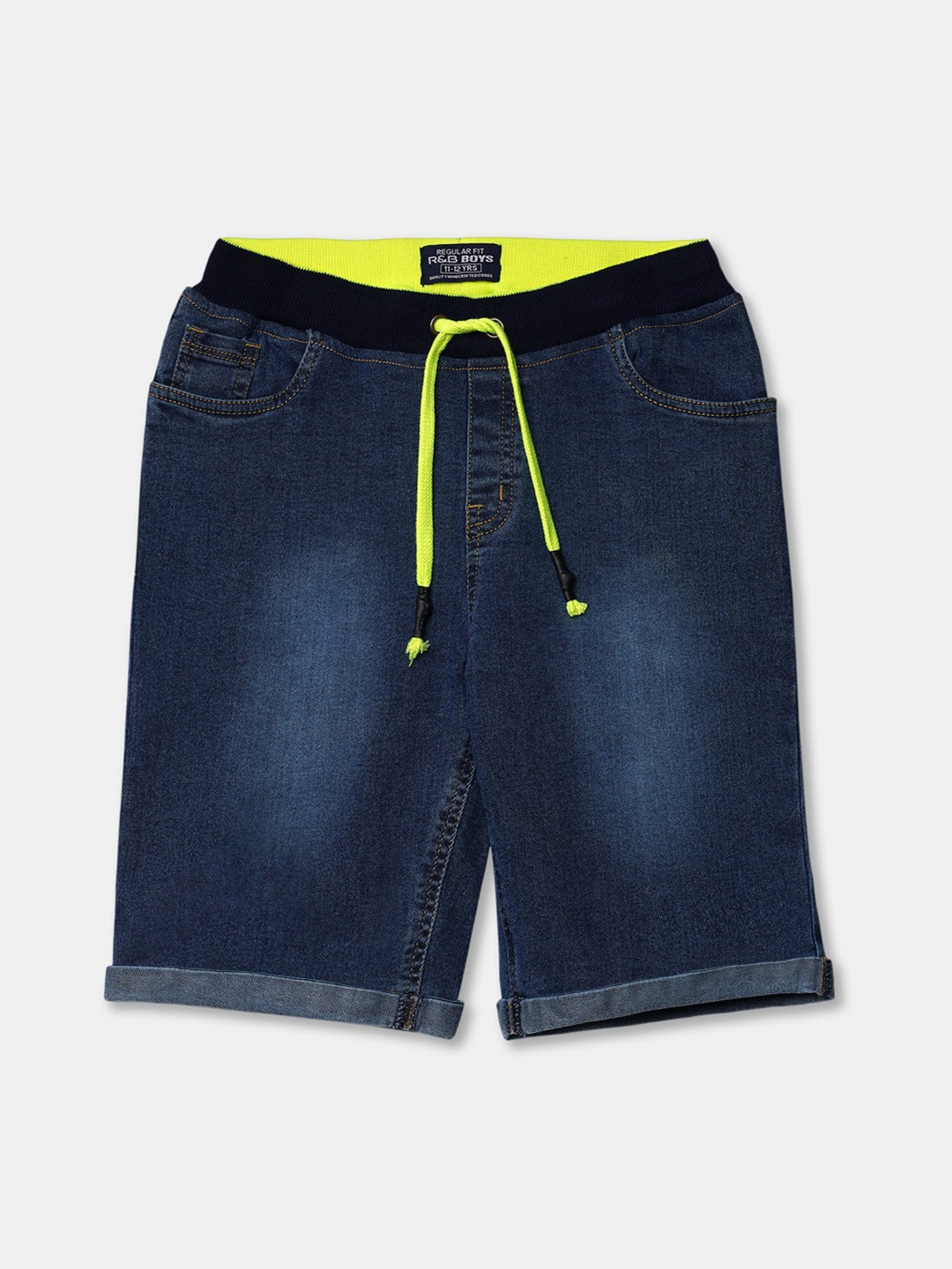 

R&B Boys Blue Washed High-Rise Denim Shorts