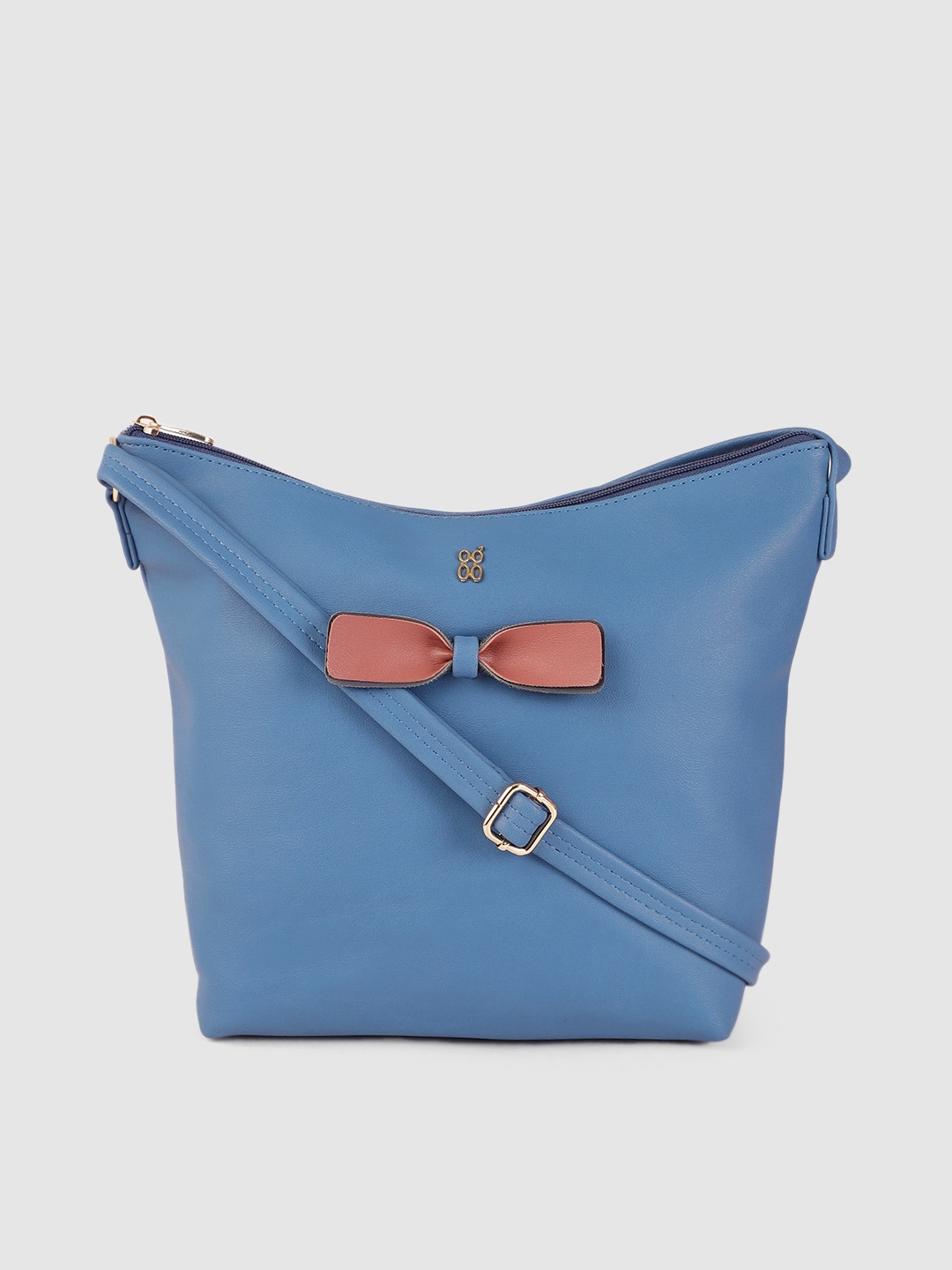 

Baggit Women Blue Structured Sling Bag with Bow Detail