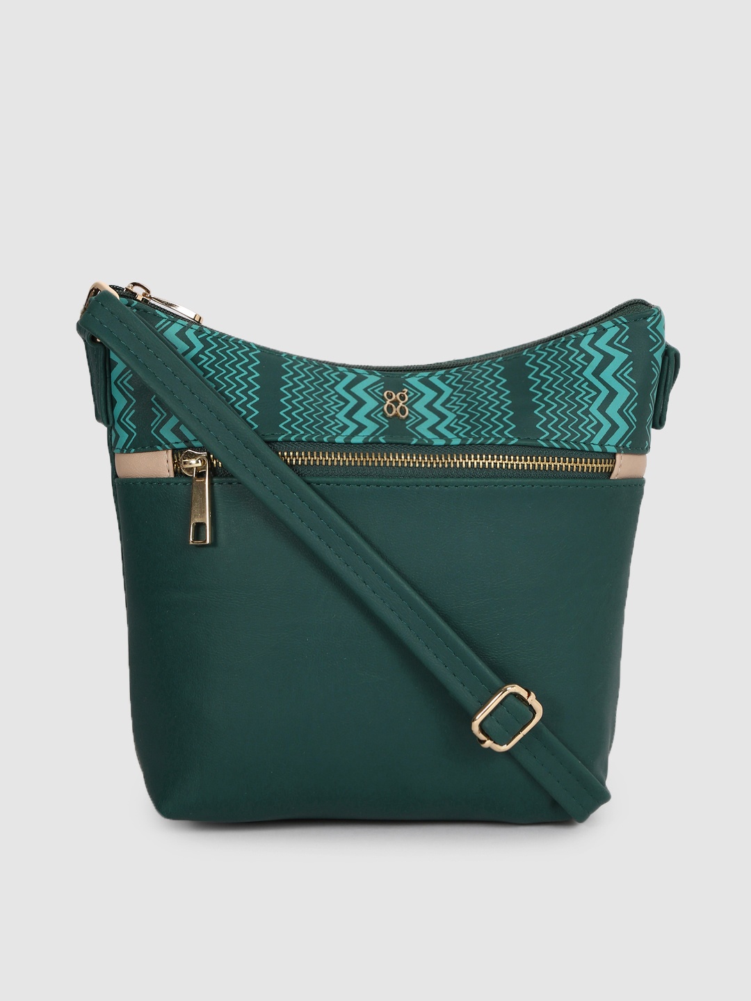 

Baggit Teal Green Solid Structured Shoulder Bag