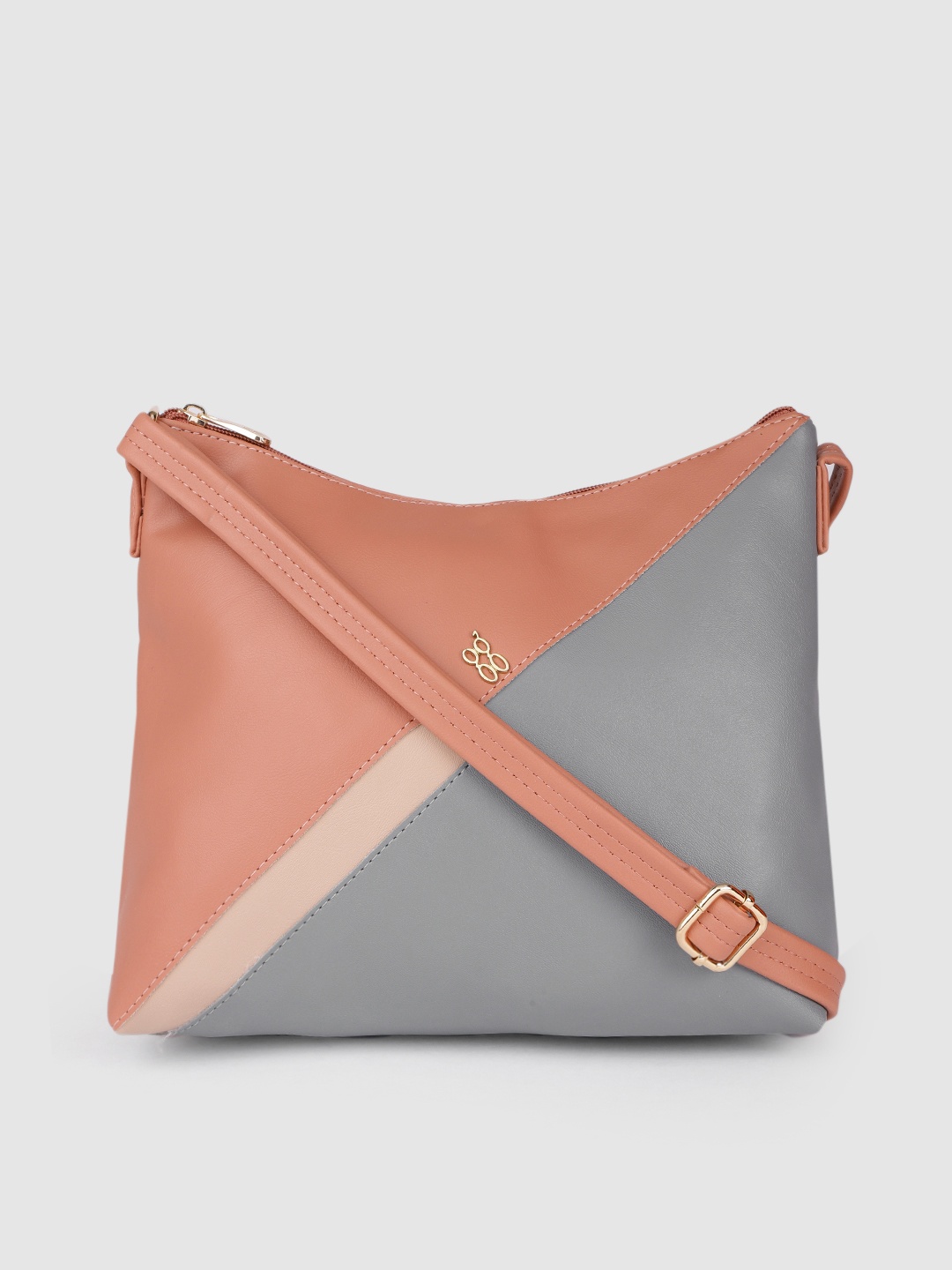 

Baggit Pink with a Tint of Brown & Grey Colourblocked Structured Sling Bag