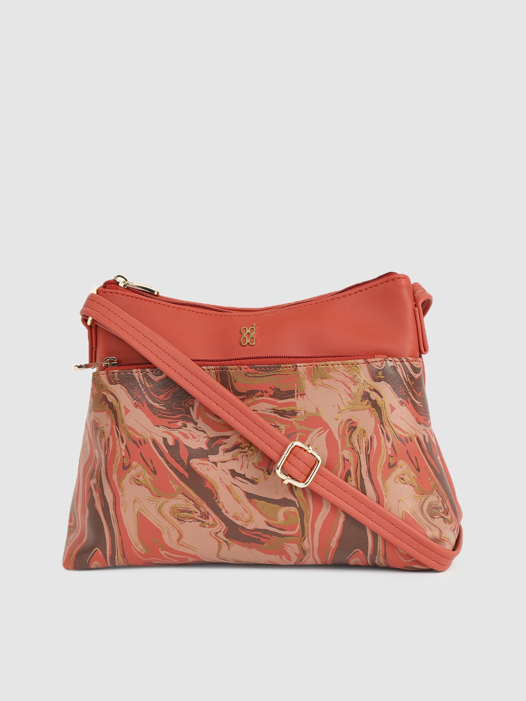 

Baggit Red Abstract Print Regular Structured Sling Bag