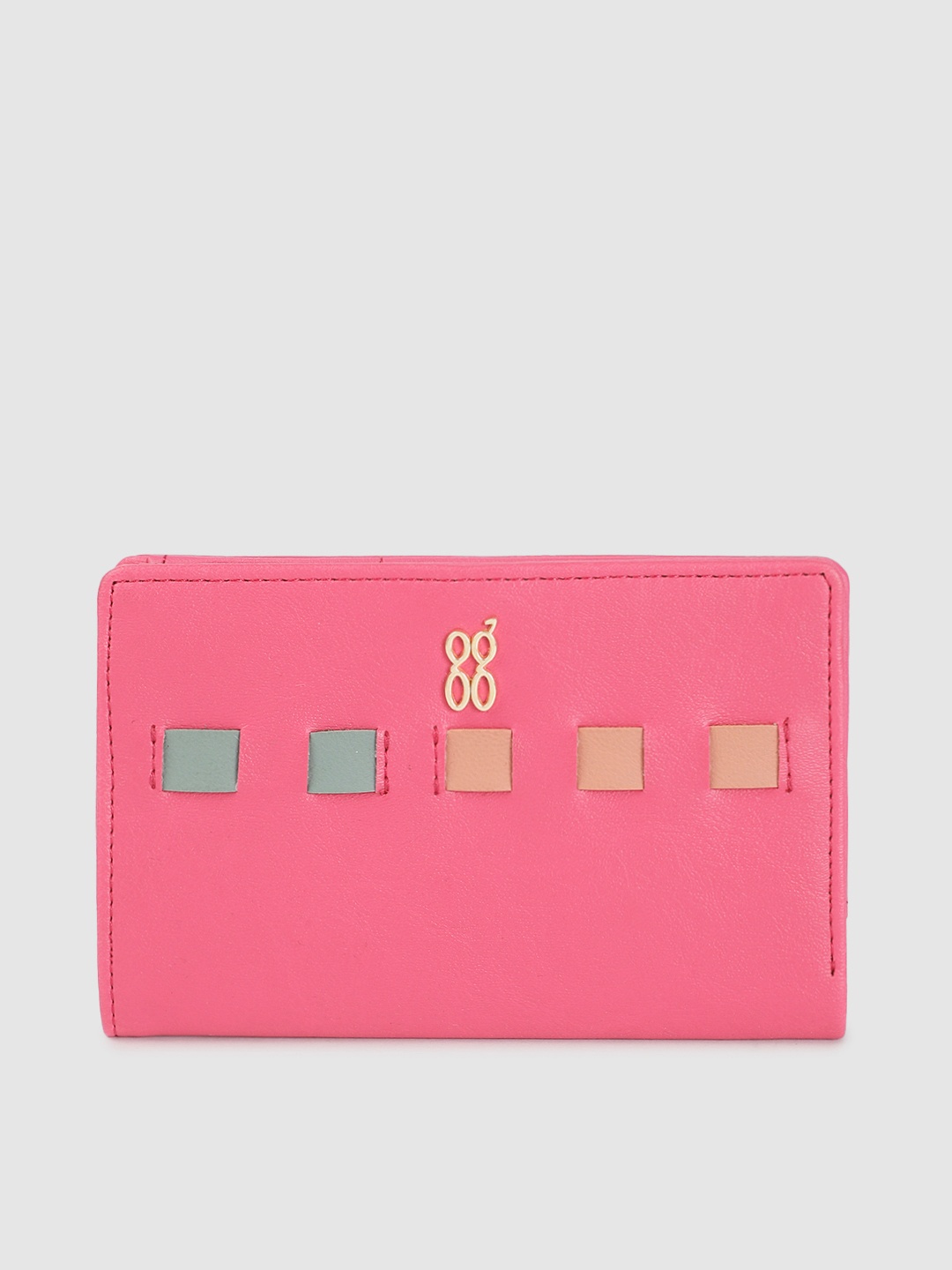 

Baggit Women Pink Solid Applique PU Two Fold Wallet