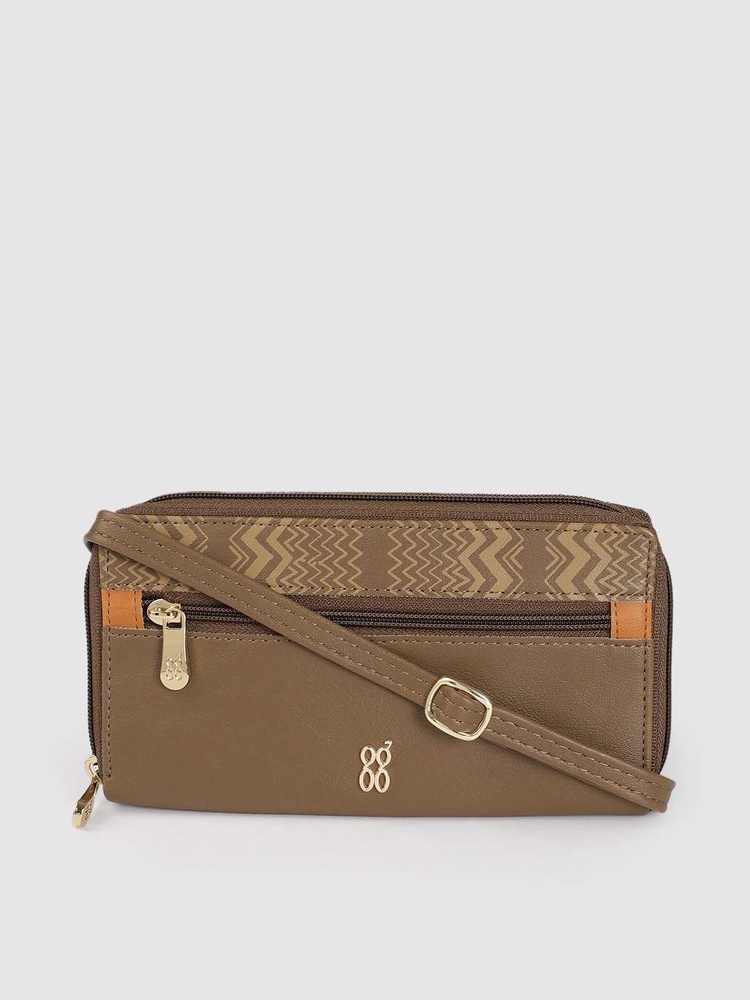 

Baggit Women Brown Geometric Printed Zip Around Wallet