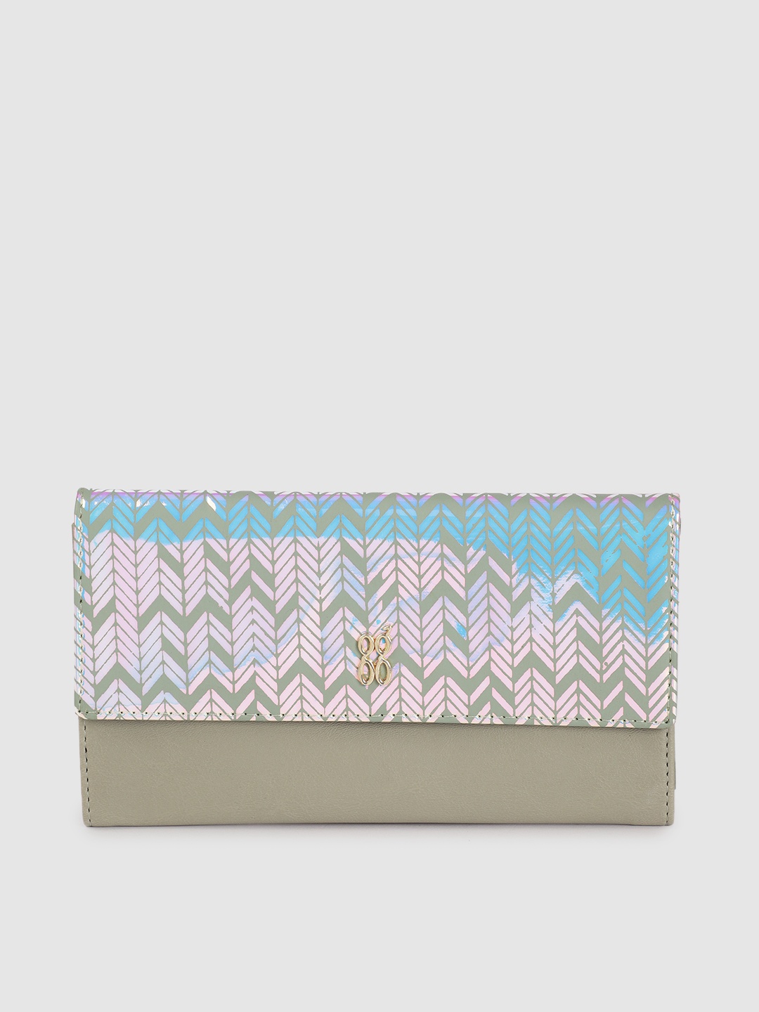 

Baggit Women Green Geometric Printed PU Envelope
