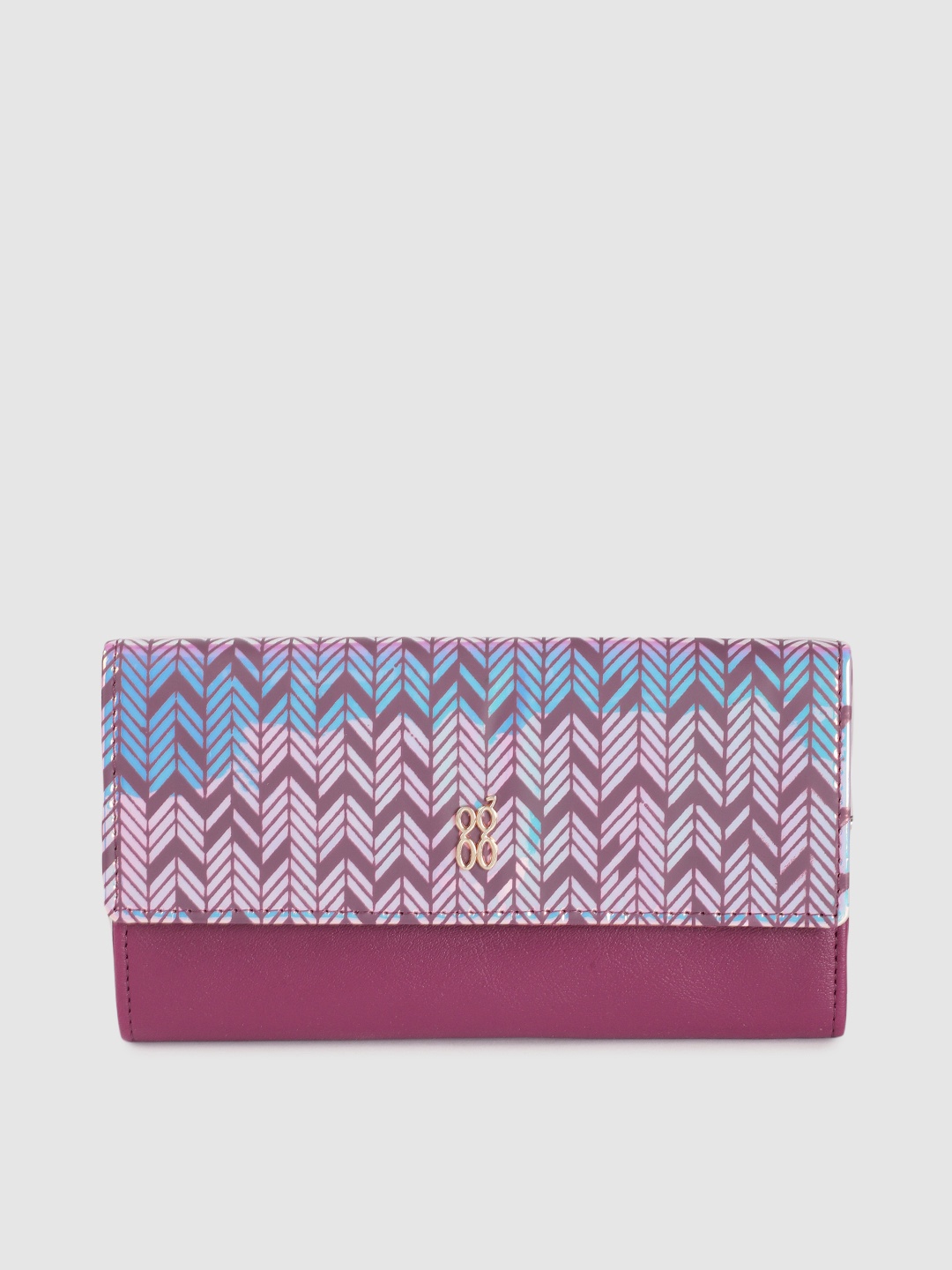 

Baggit Women Burgundy Geometric Print PU Envelope Wallet