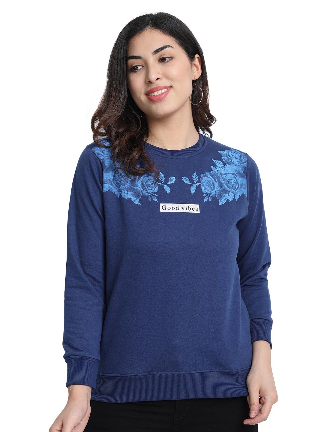 

CHOZI Women Blue Printed Sweatshirt