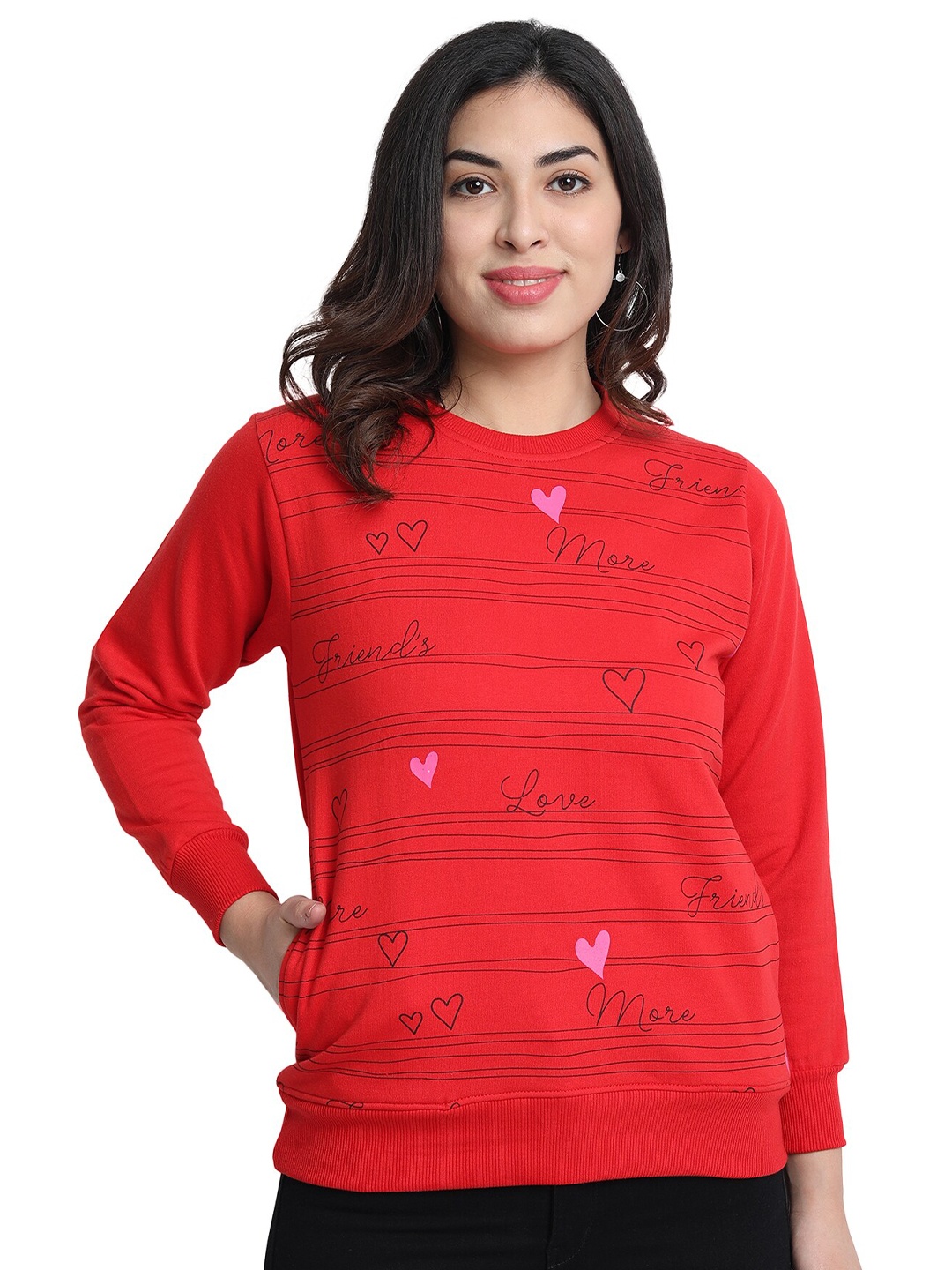 

CHOZI Women Red Printed Sweatshirt