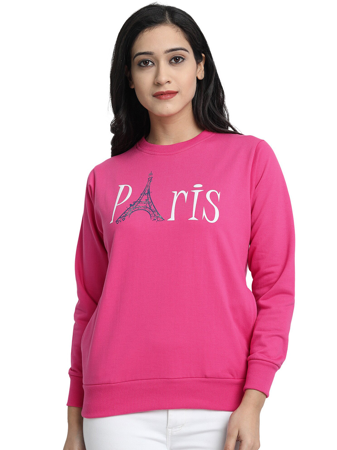 

CHOZI Women Pink Printed Sweatshirt