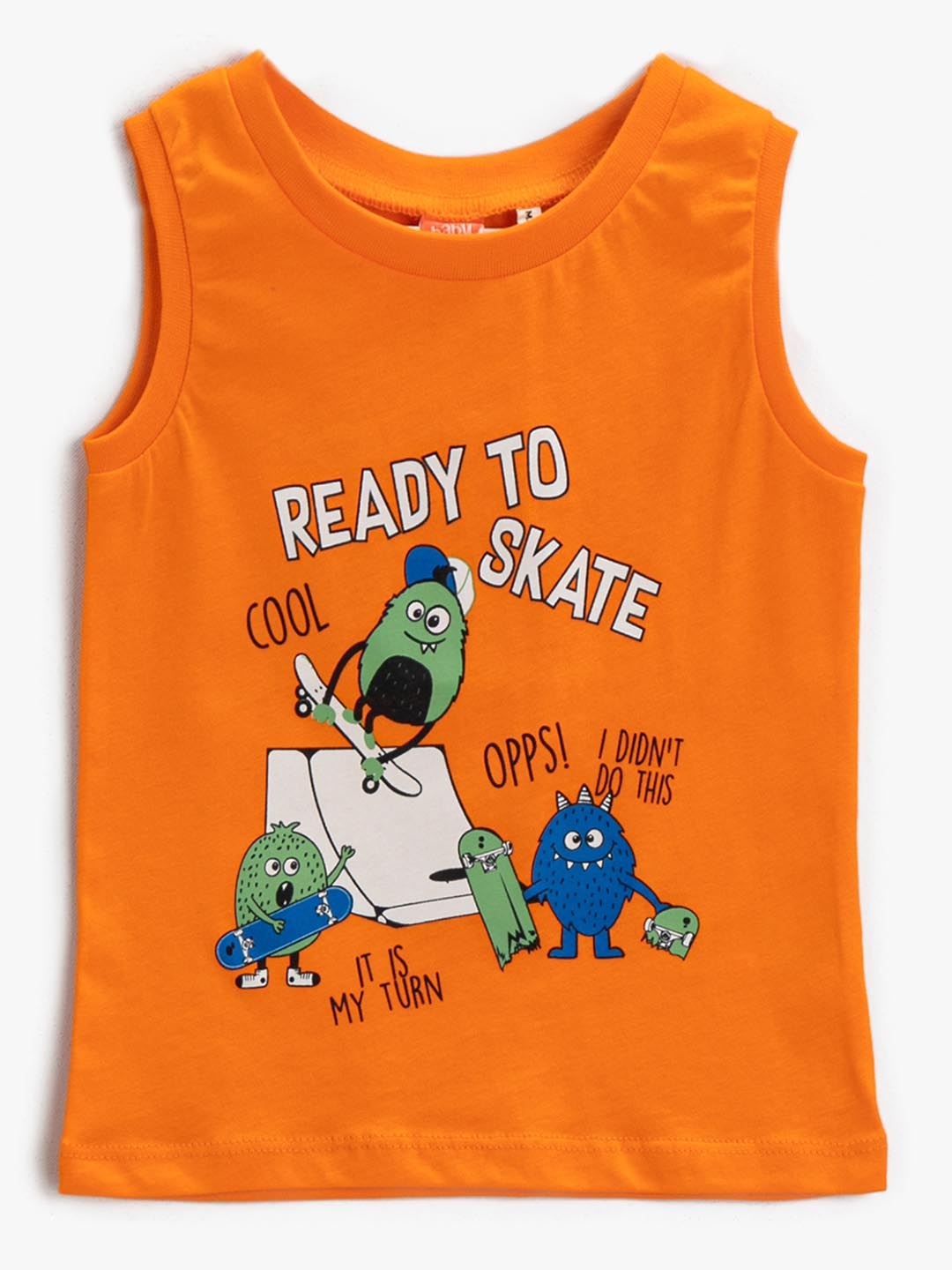 

Koton Boys Orange & Green Printed Pure Cotton T-shirt