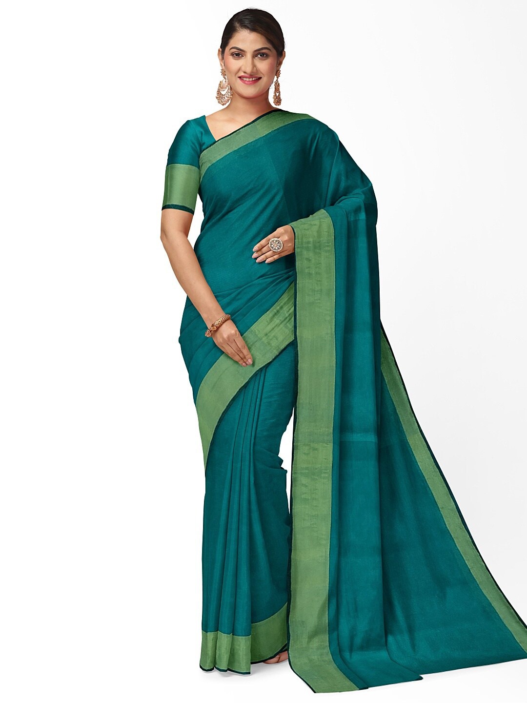 

SAADHVI Green Silk Cotton Sungudi Saree
