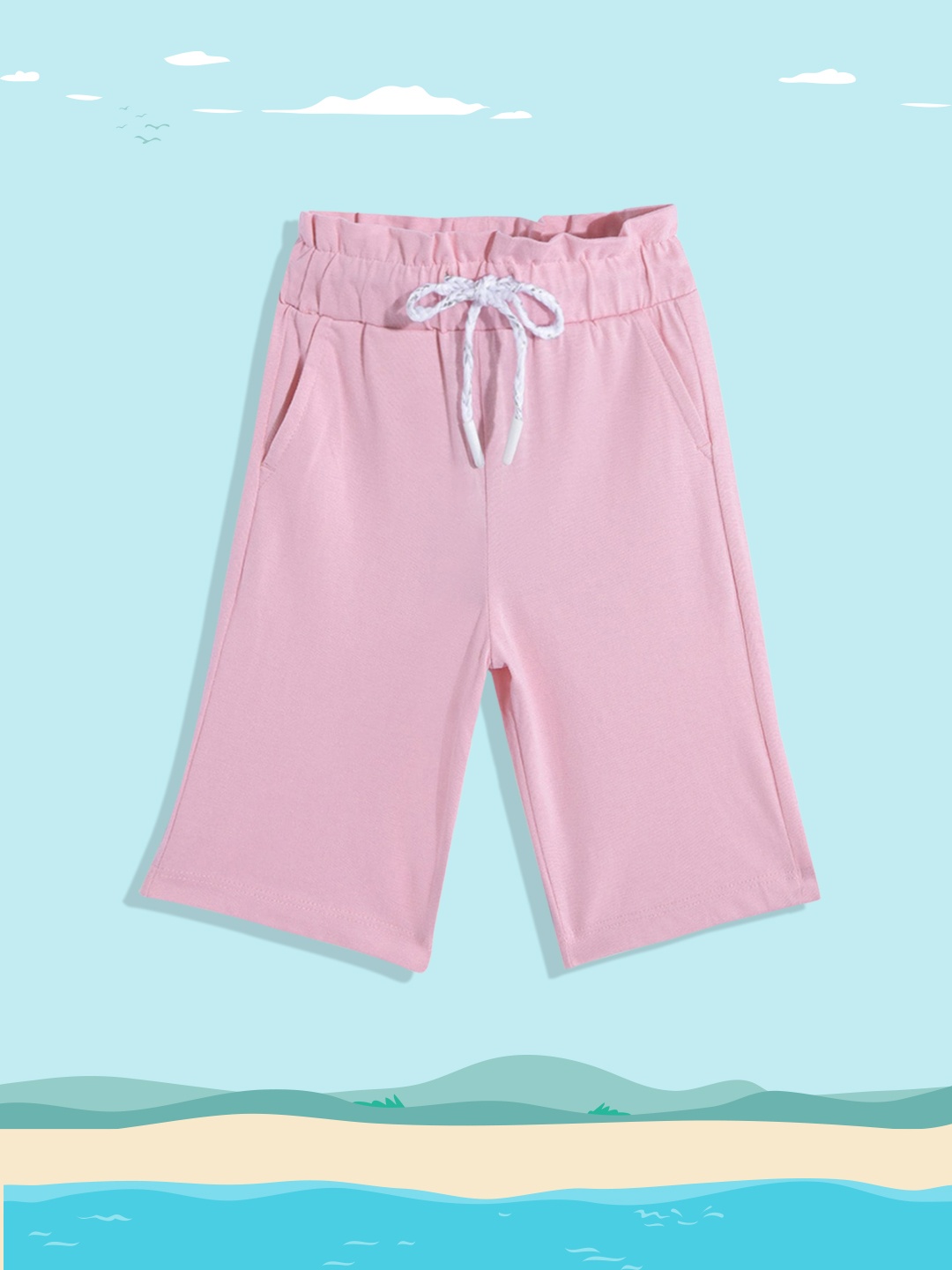 

United Colors of Benetton Girls Pink Solid Pure Cotton Track Pants