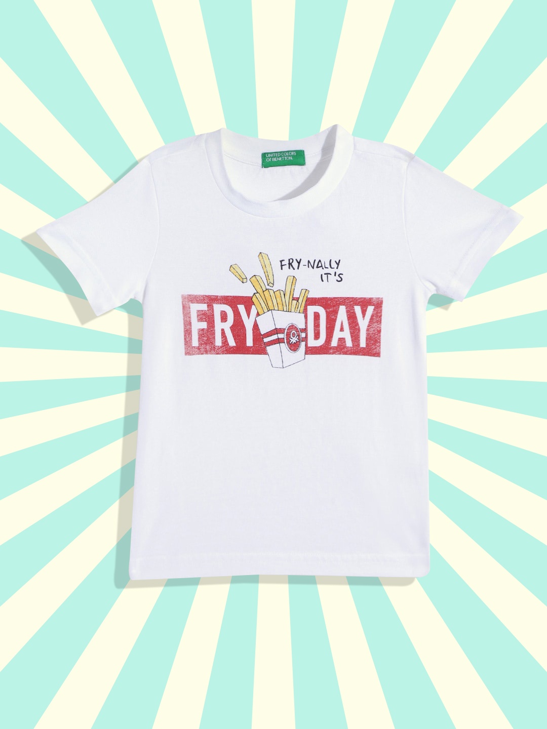 

United Colors of Benetton Boys White & Red Pure Cotton Typography Printed T-shirt