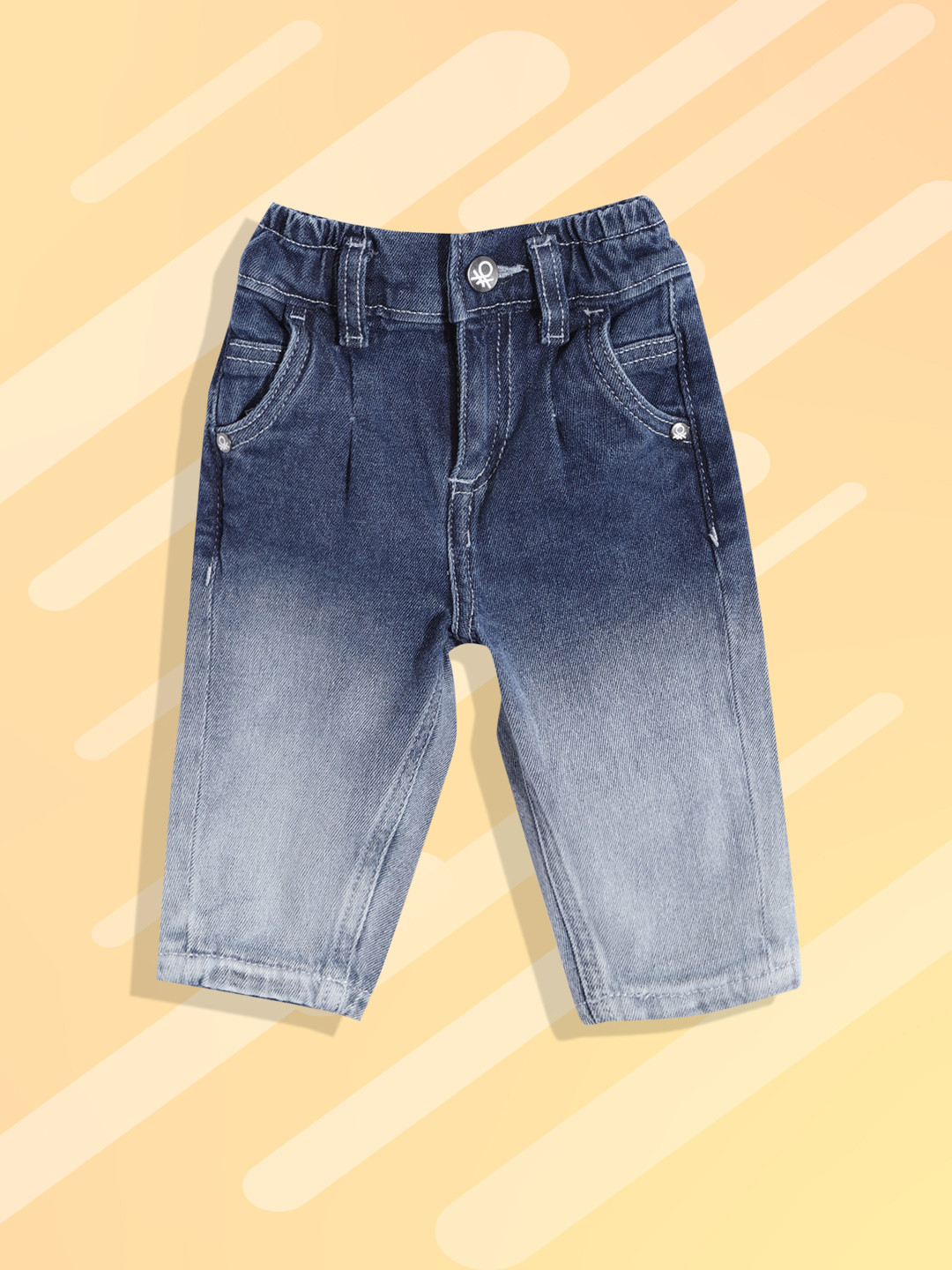 

United Colors of Benetton Girls Blue Heavy Fade Slouchy Fit Ombre Jeans