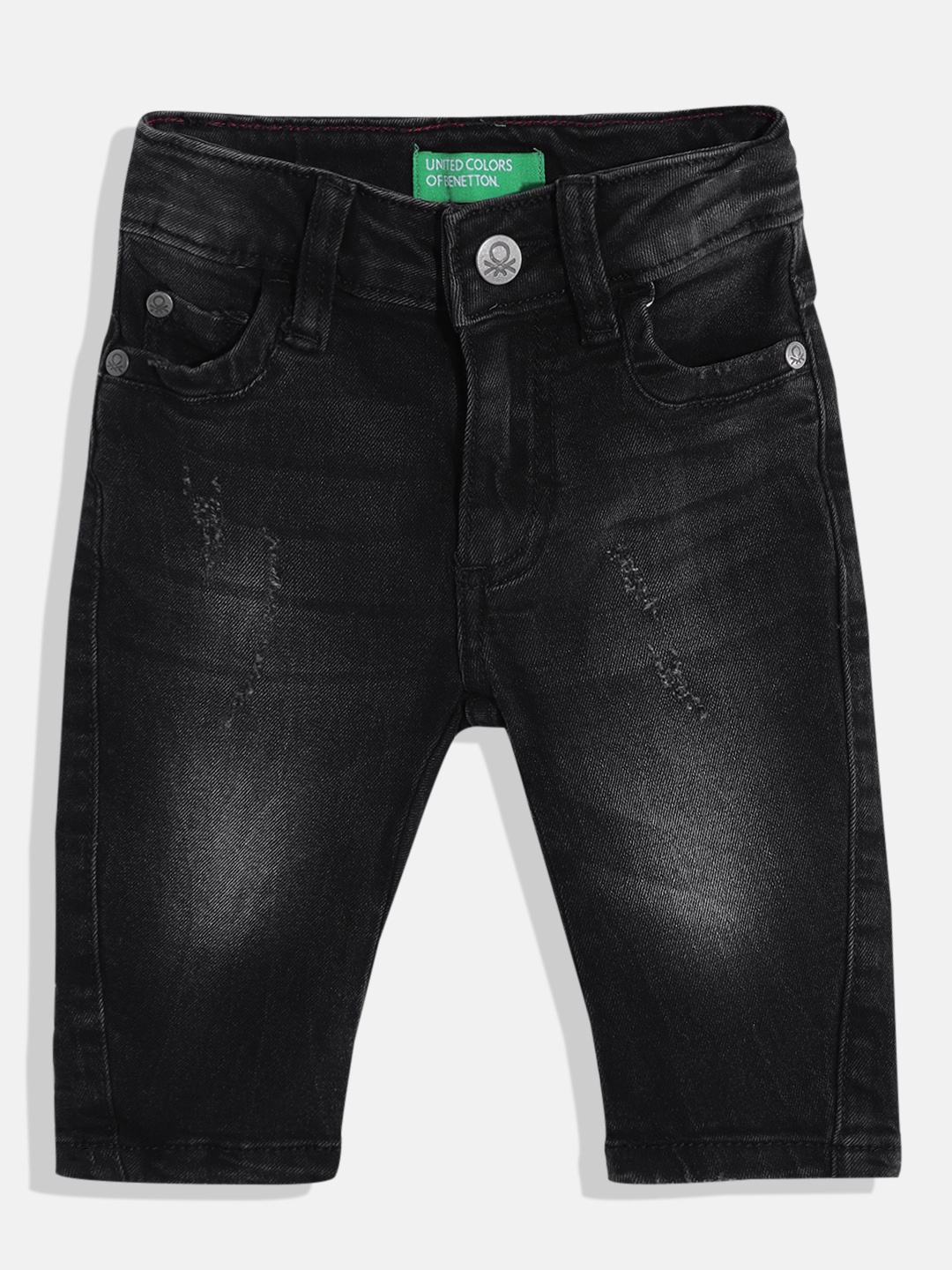 

United Colors of Benetton Boy Charcoal Grey Carrot Fit Light Fade Stretchable Jeans