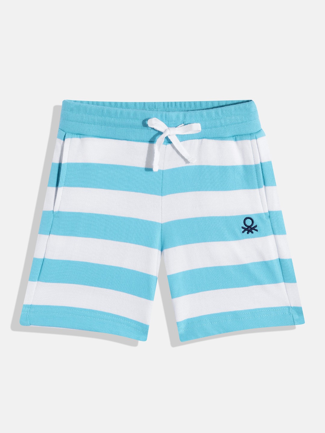 

United Colors of Benetton Boys Striped Pure Cotton Shorts, Blue