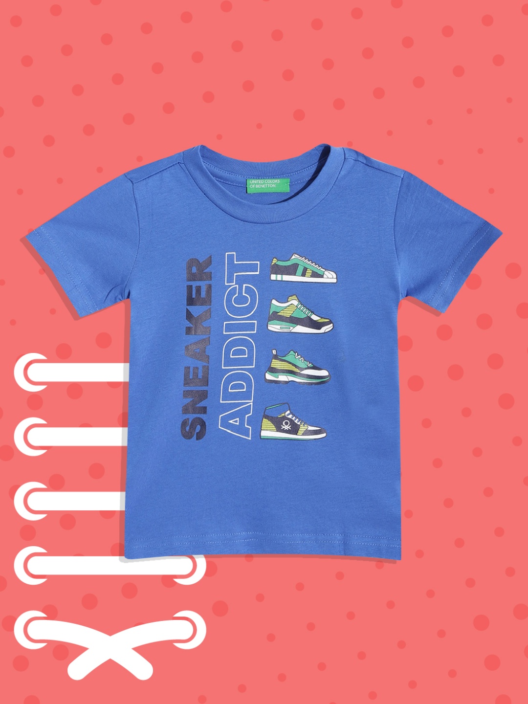 

United Colors of Benetton Boys Blue & White Typography Printed Pure Cotton T-shirt