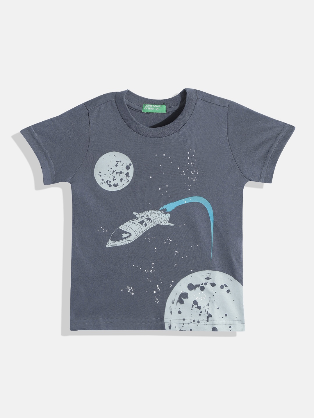 

United Colors of Benetton Boys Grey Printed Pure Cotton T-shirt