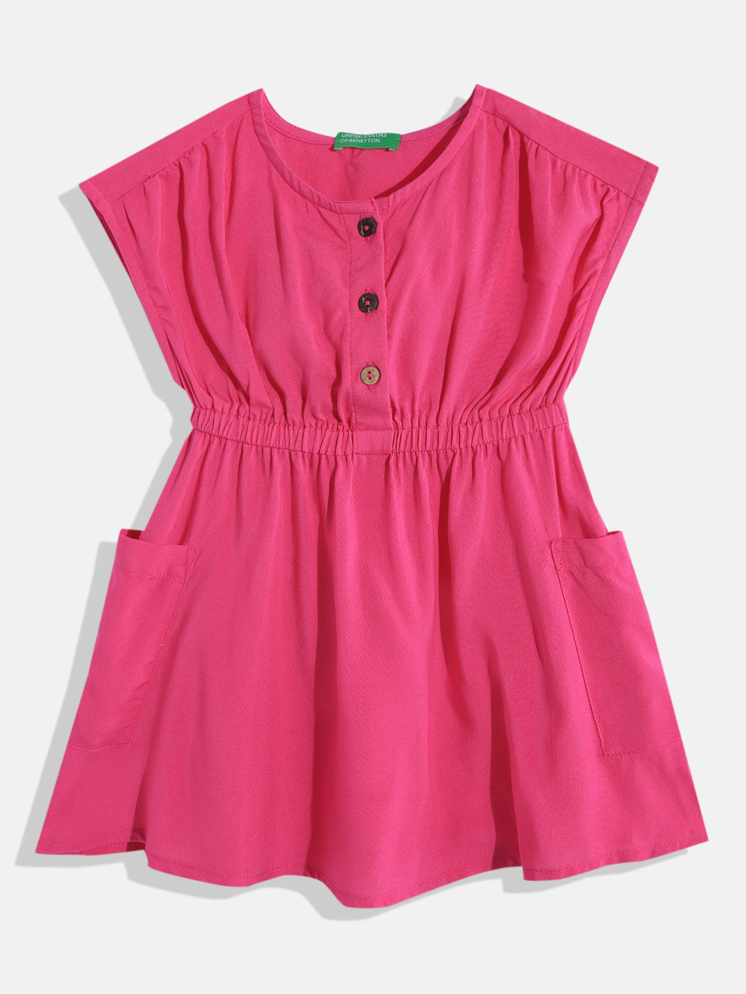 

United Colors of Benetton Pink Solid A-Line Dress