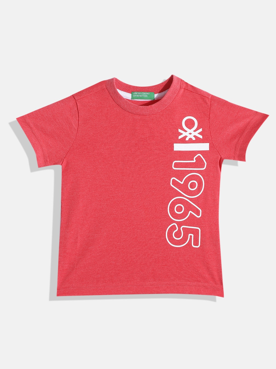 

United Colors of Benetton Boys Red & White Brand Logo Printed T-shirt