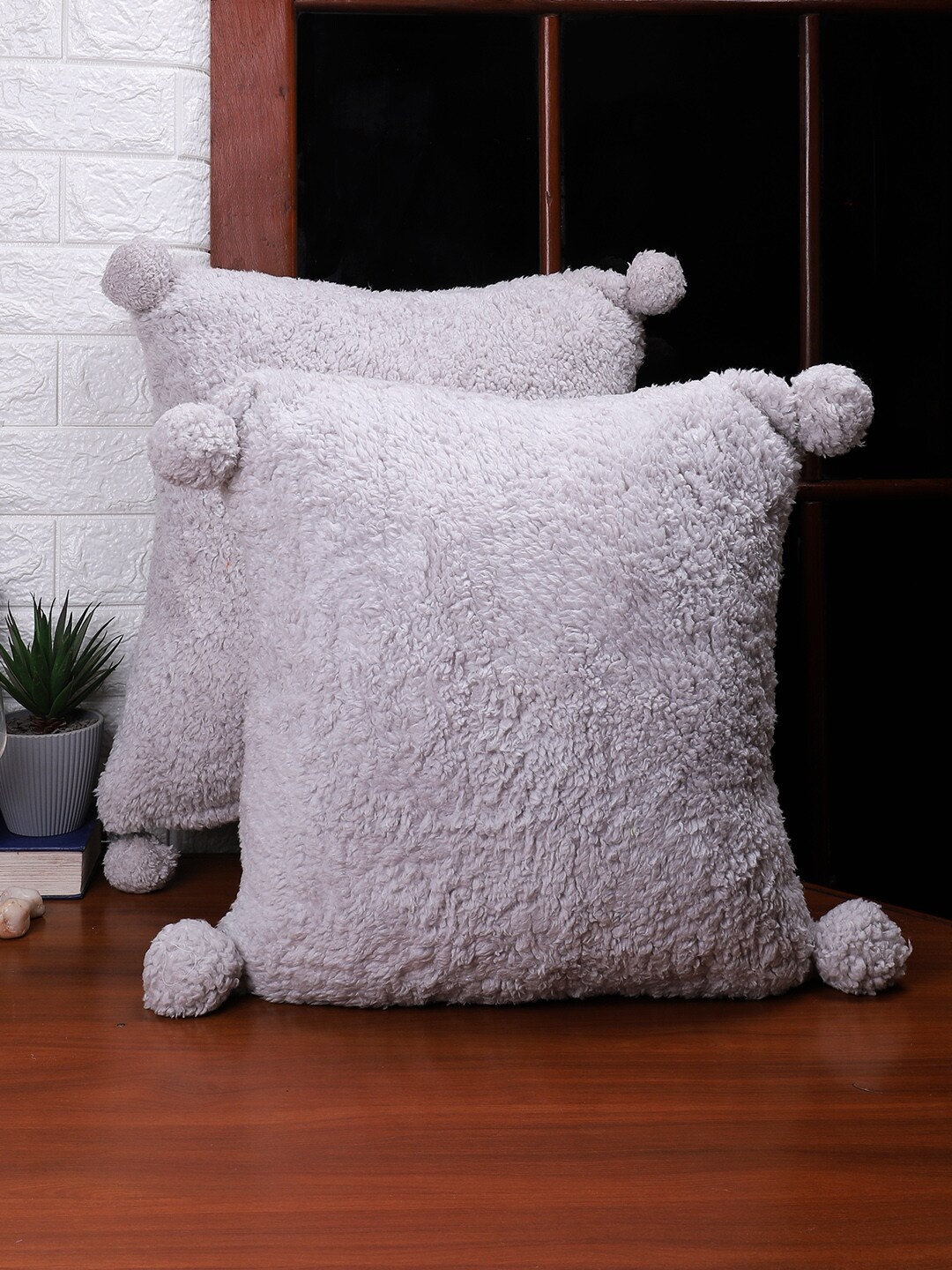 

Soumya Grey Set of 2 Square Cushion Covers