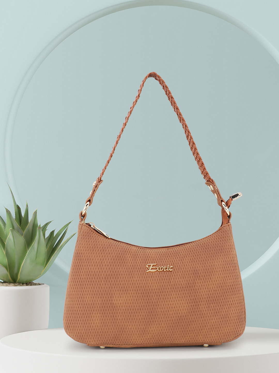 

Exotic Tan PU Bucket Hobo Bag