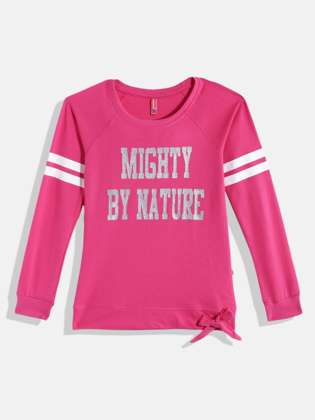

GAME BEGINS Girls Fuchsia & Silver-Toned Printed Cotton Top