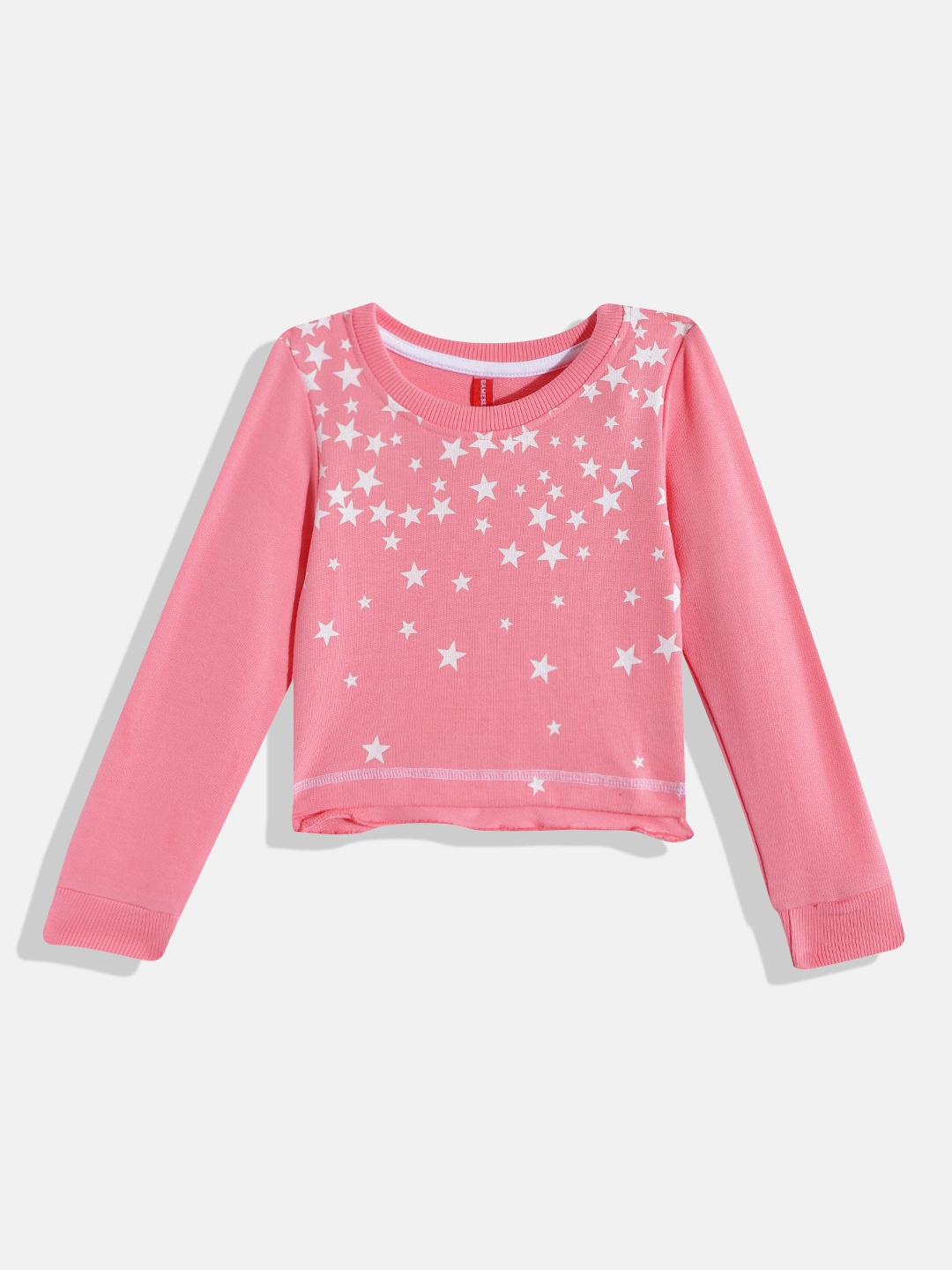 

GAME BEGINS Girls Pink & White Star Print Cotton T-shirt