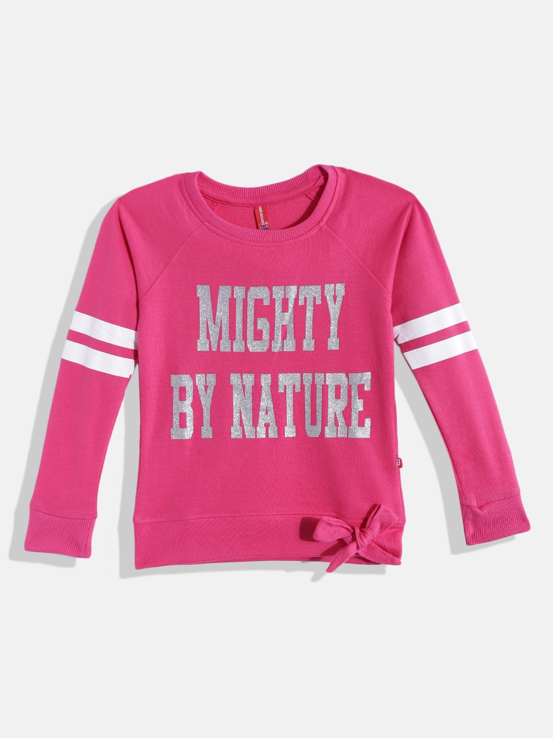 

GAME BEGINS Girls Fuchsia & Silver-Toned Printed Cotton Top