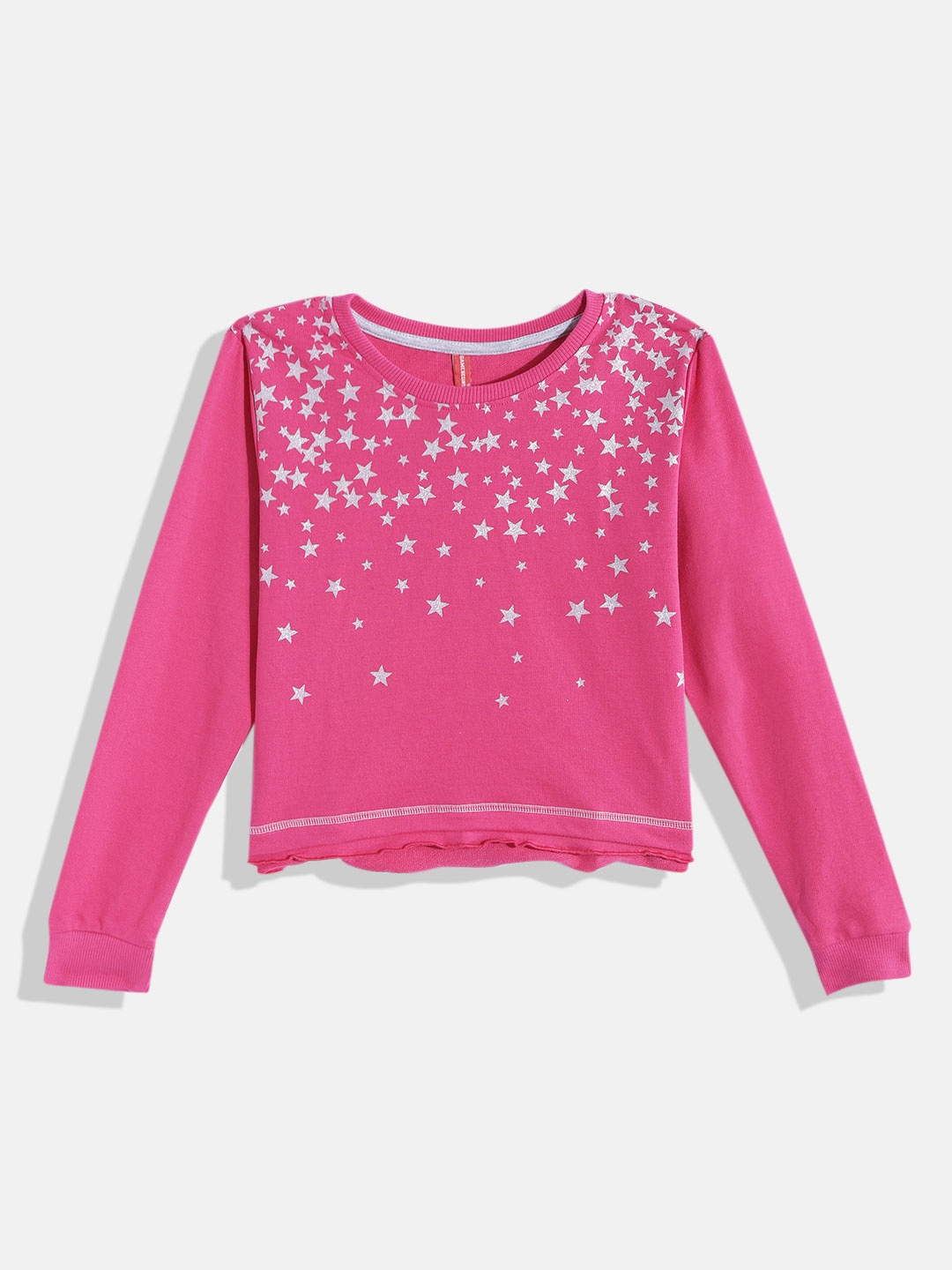 

GAME BEGINS Girls Pink & Silver-Toned Pure Cotton Conversational Printed T-shirt